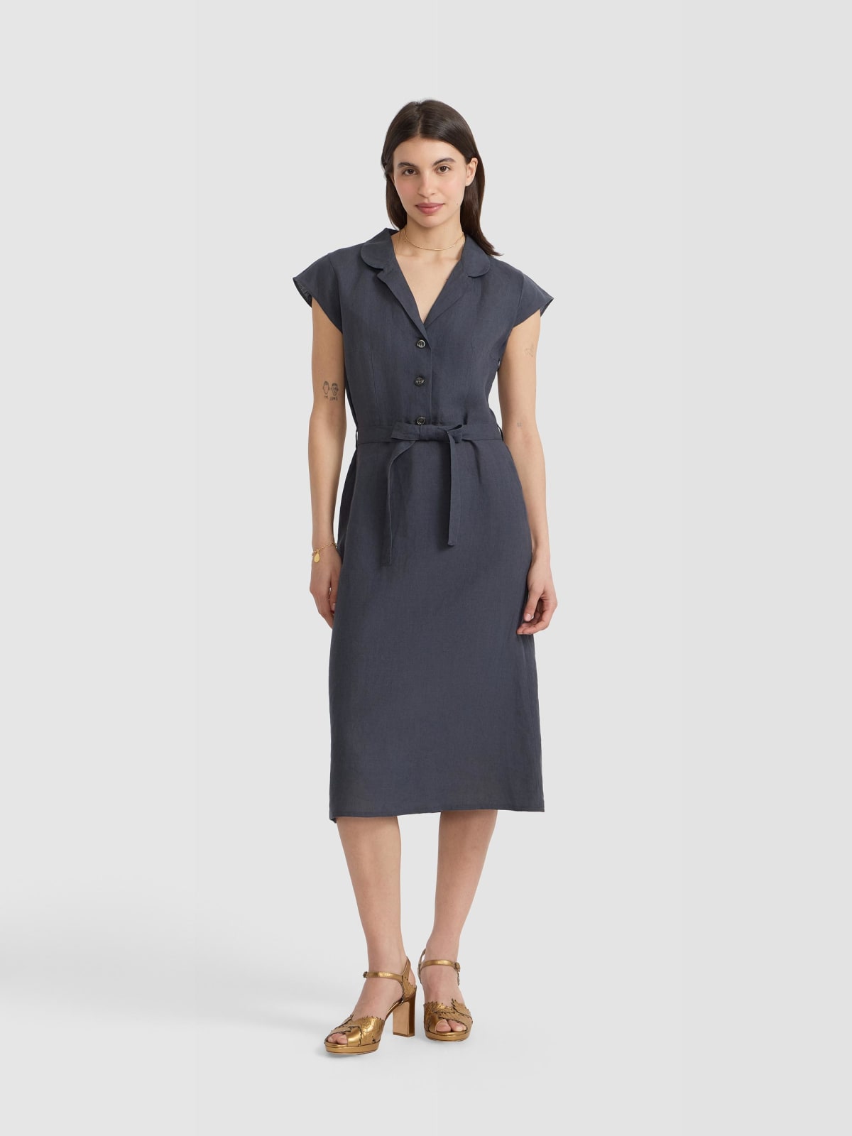 lead-grey Frannie linen dress