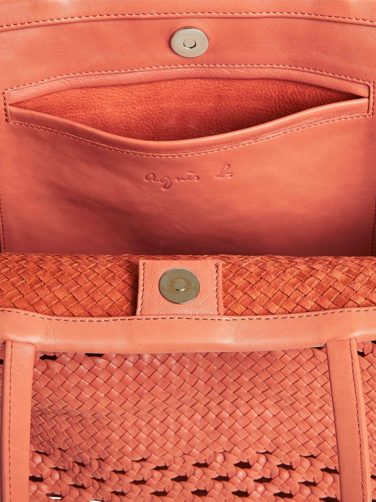 sac tresse Laurence en cuir corail image number 3