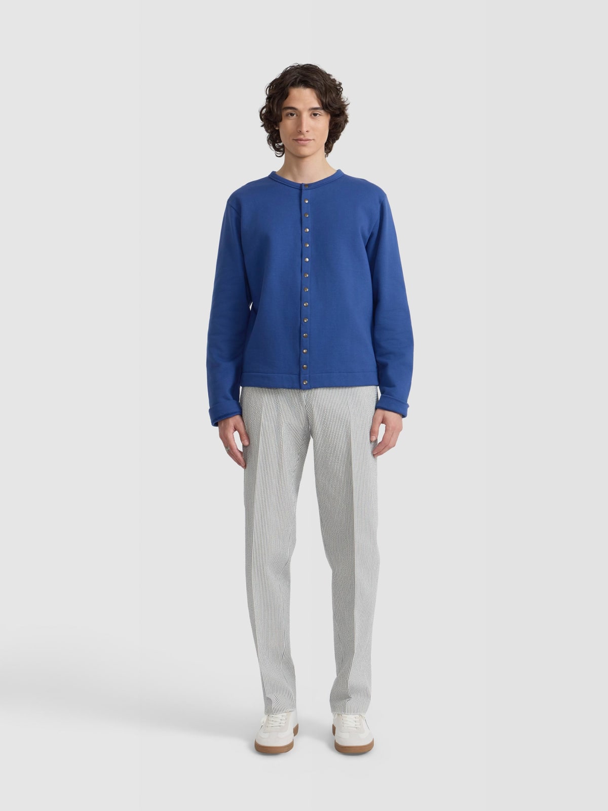 blue New Bronze cotton fleece cardigan