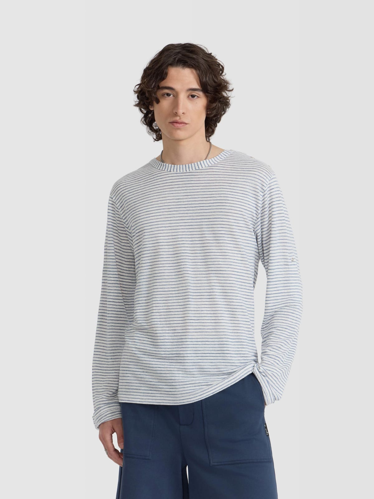 t-shirt Epoxy en jersey de lin &agrave; rayures bleu