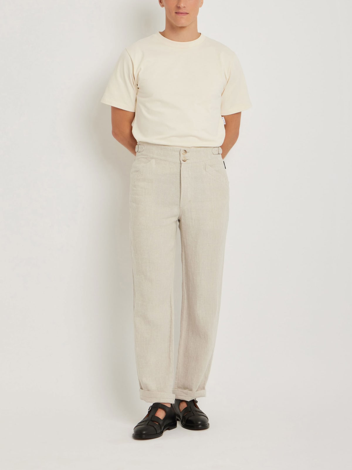 beige Belleville linen trousers