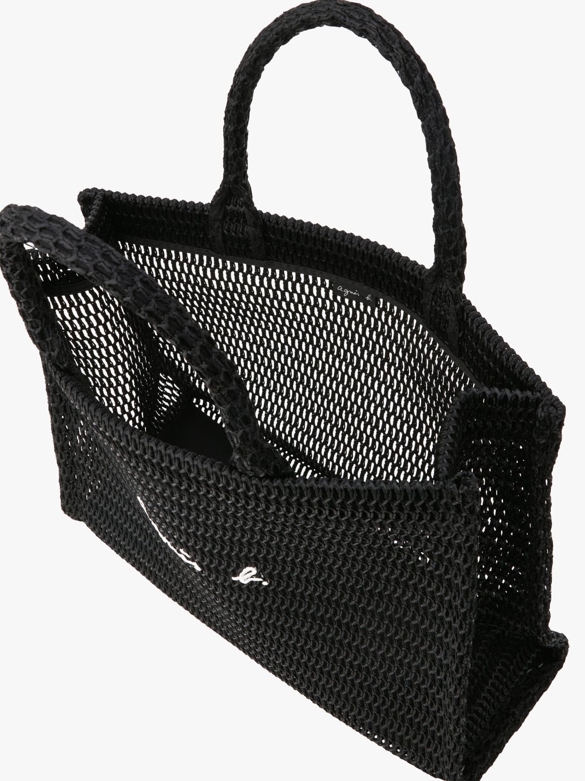 black mesh tote bag image number 3