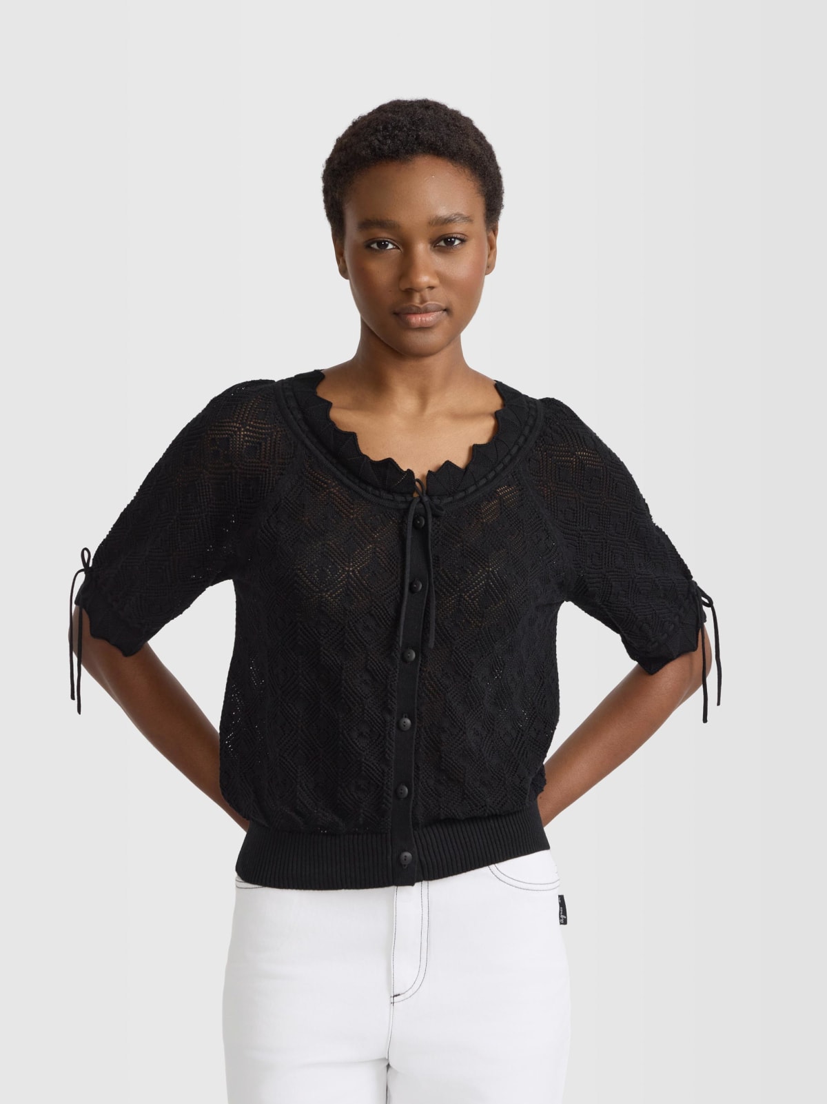 cardigan en point dentelle noir