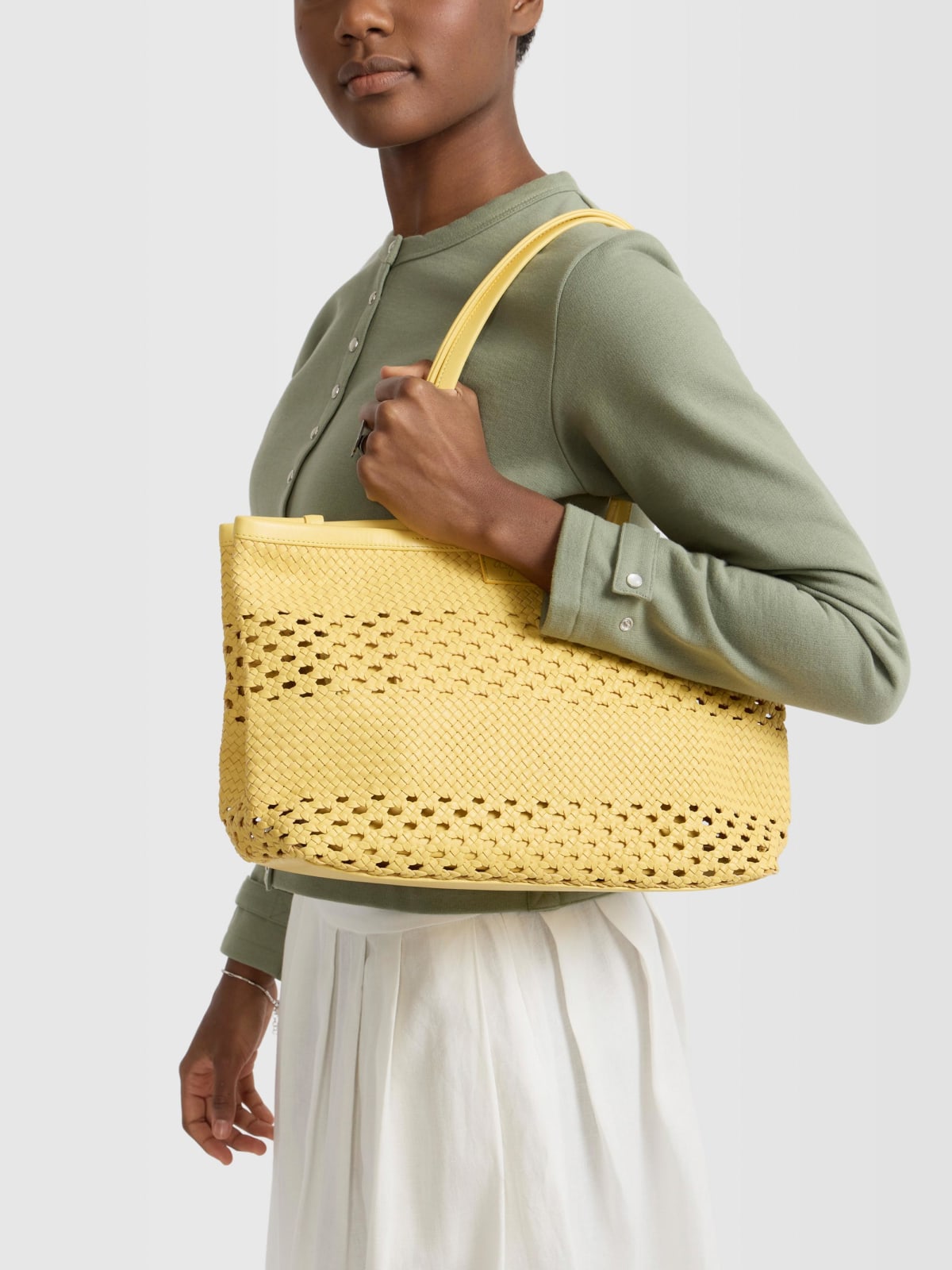 sac tresse Laurence en cuir jaune