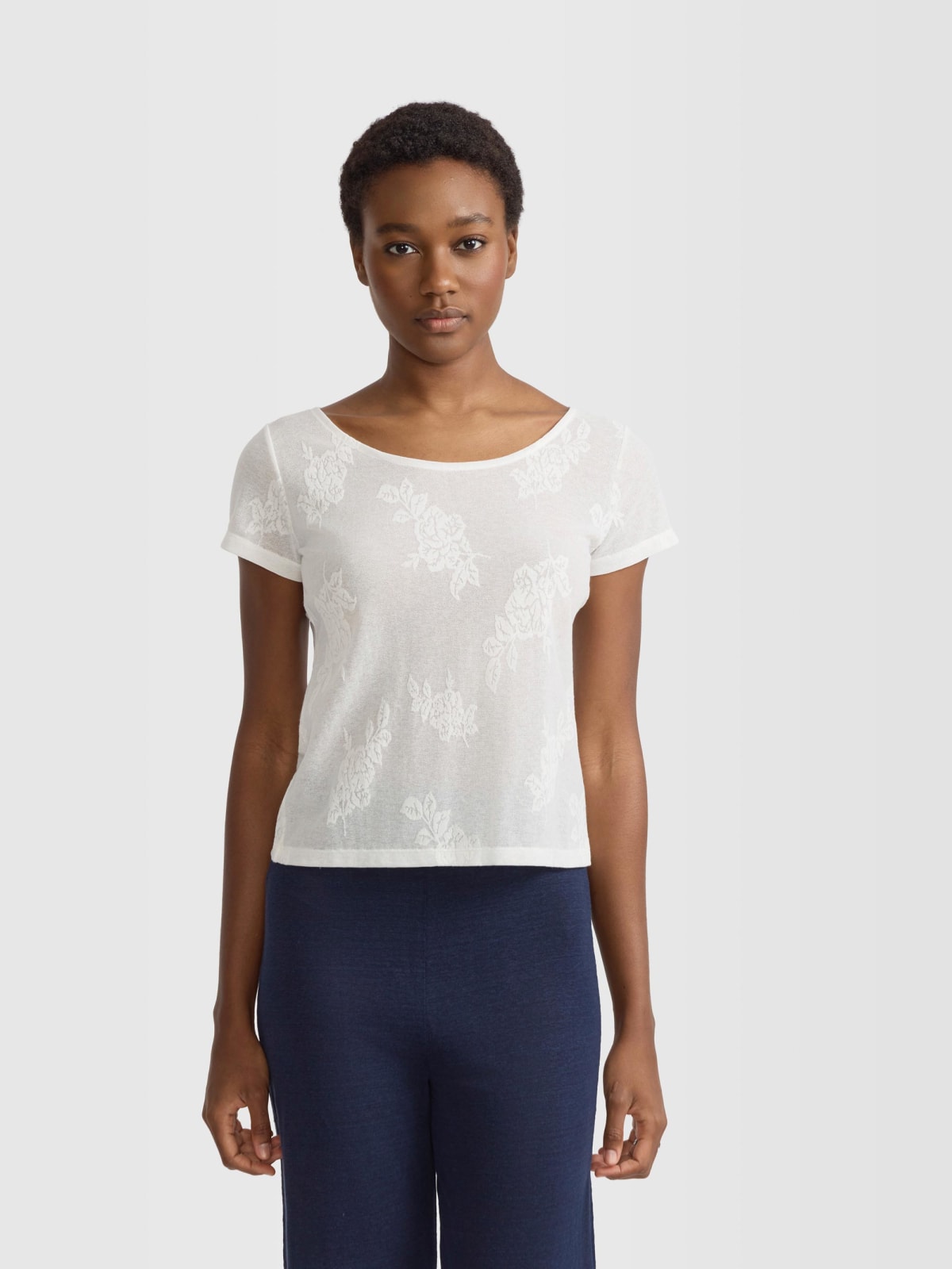 jacquard white Delphe cotton t-shirt
