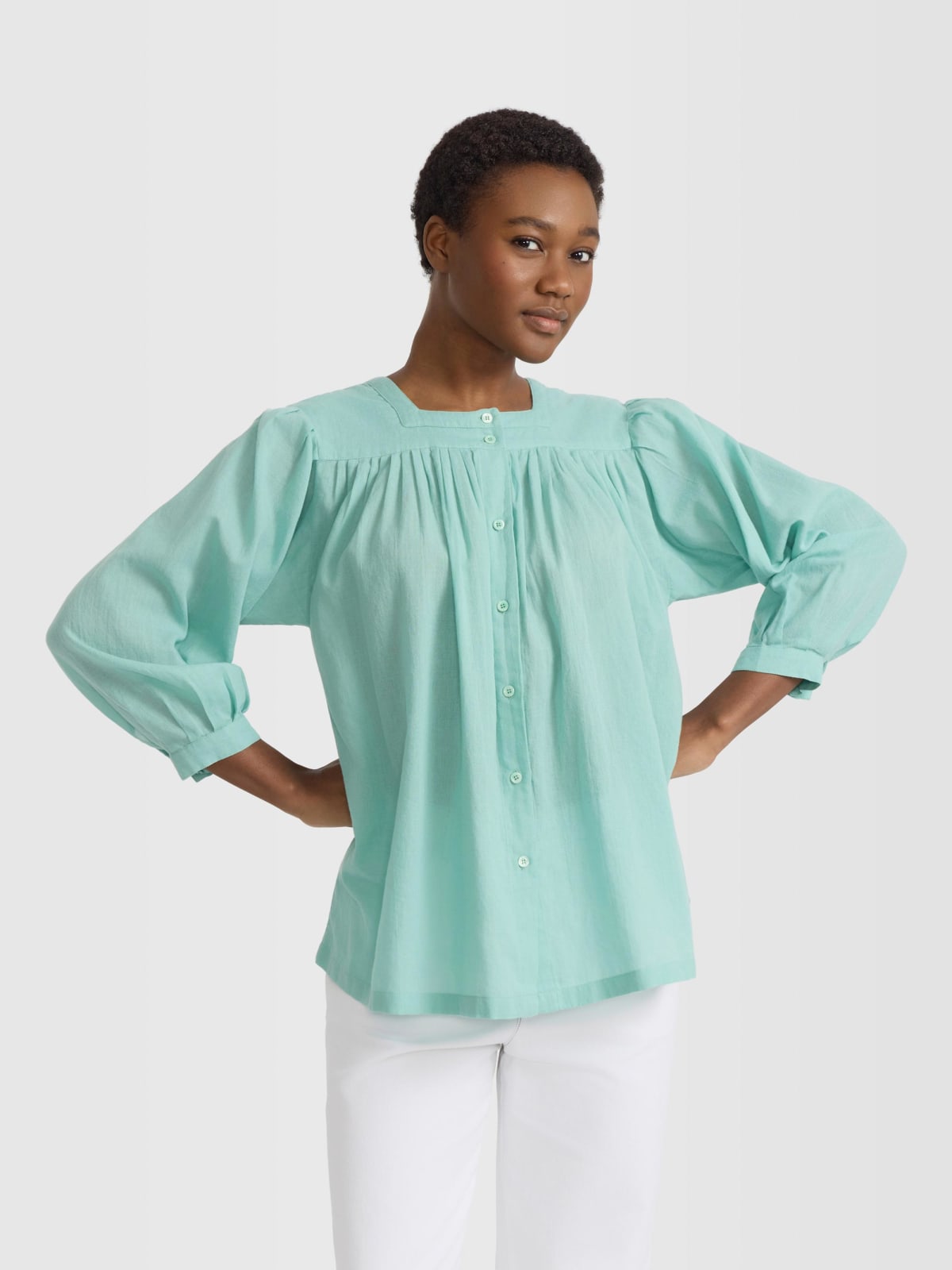 turquoise cheesecloth Angus shirt