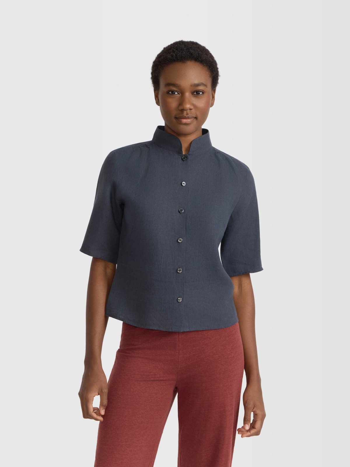 chemise Ginette en lin gris anthracite