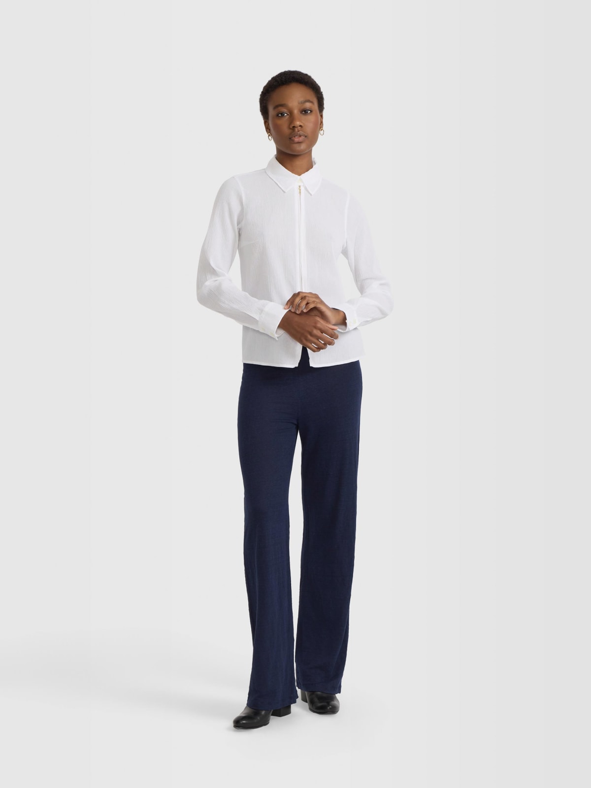 chemise Zipp&eacute;e en coton blanc