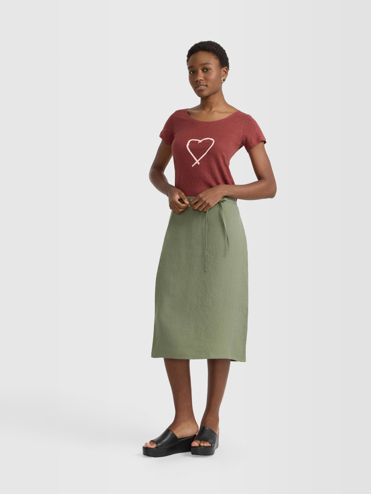 green Montse linen skirt