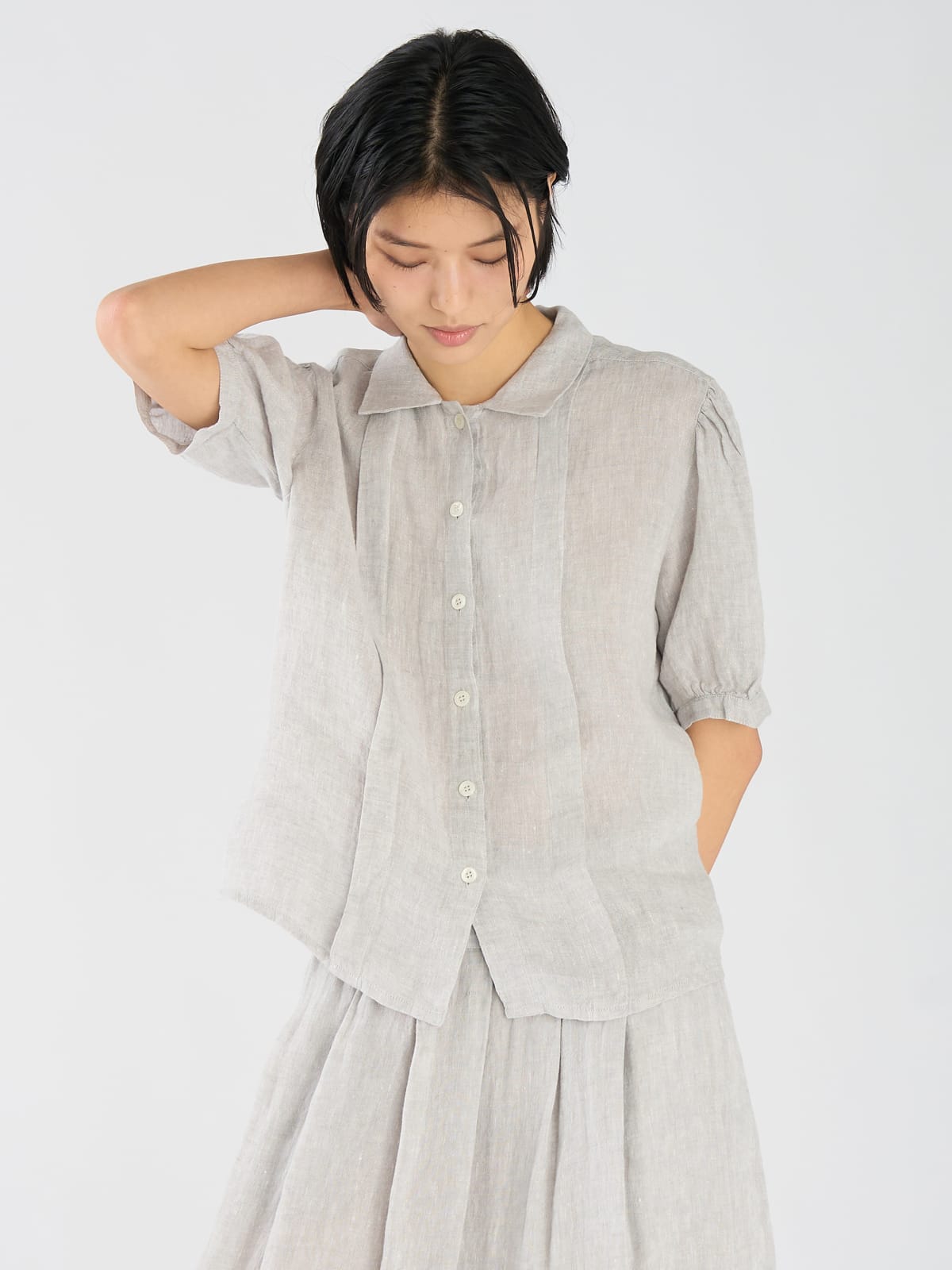 short sleeves linen shirt 
