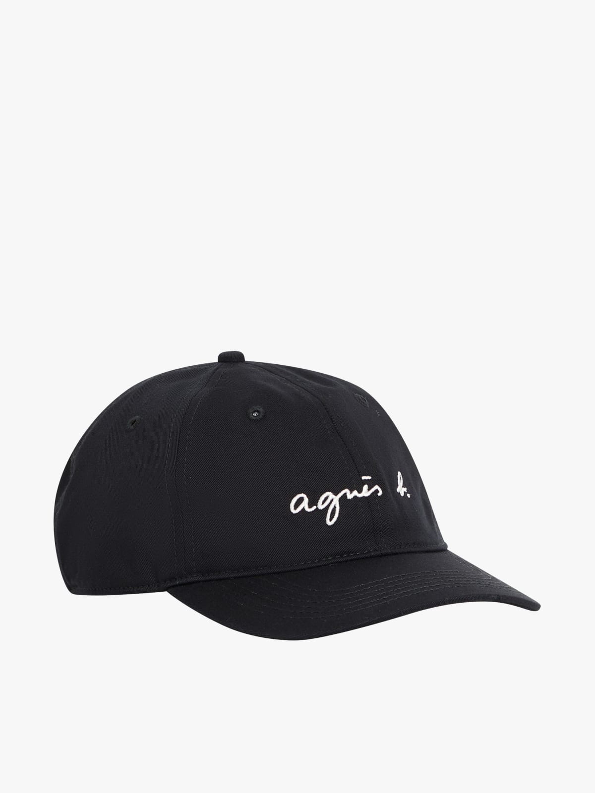 black embroidered "agn&egrave;s b." cap