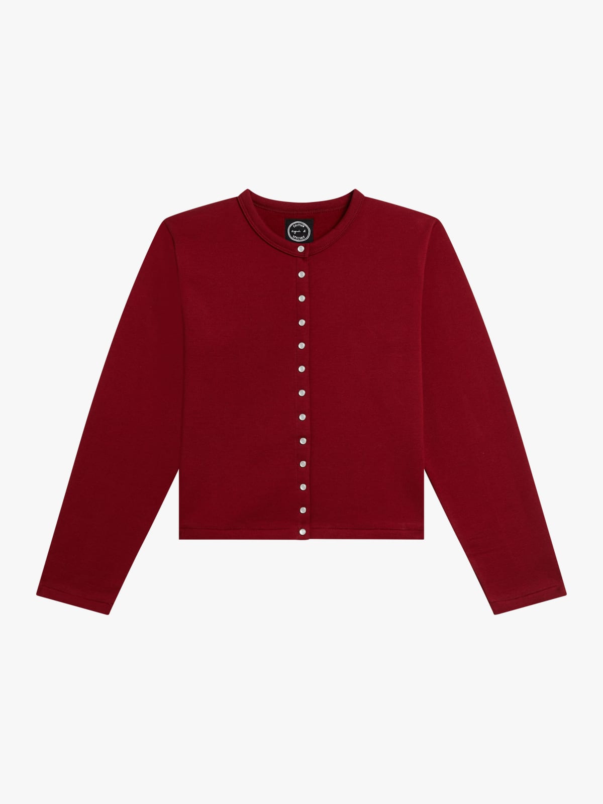 cardigan N&eacute;o pression en molleton coton rouge 