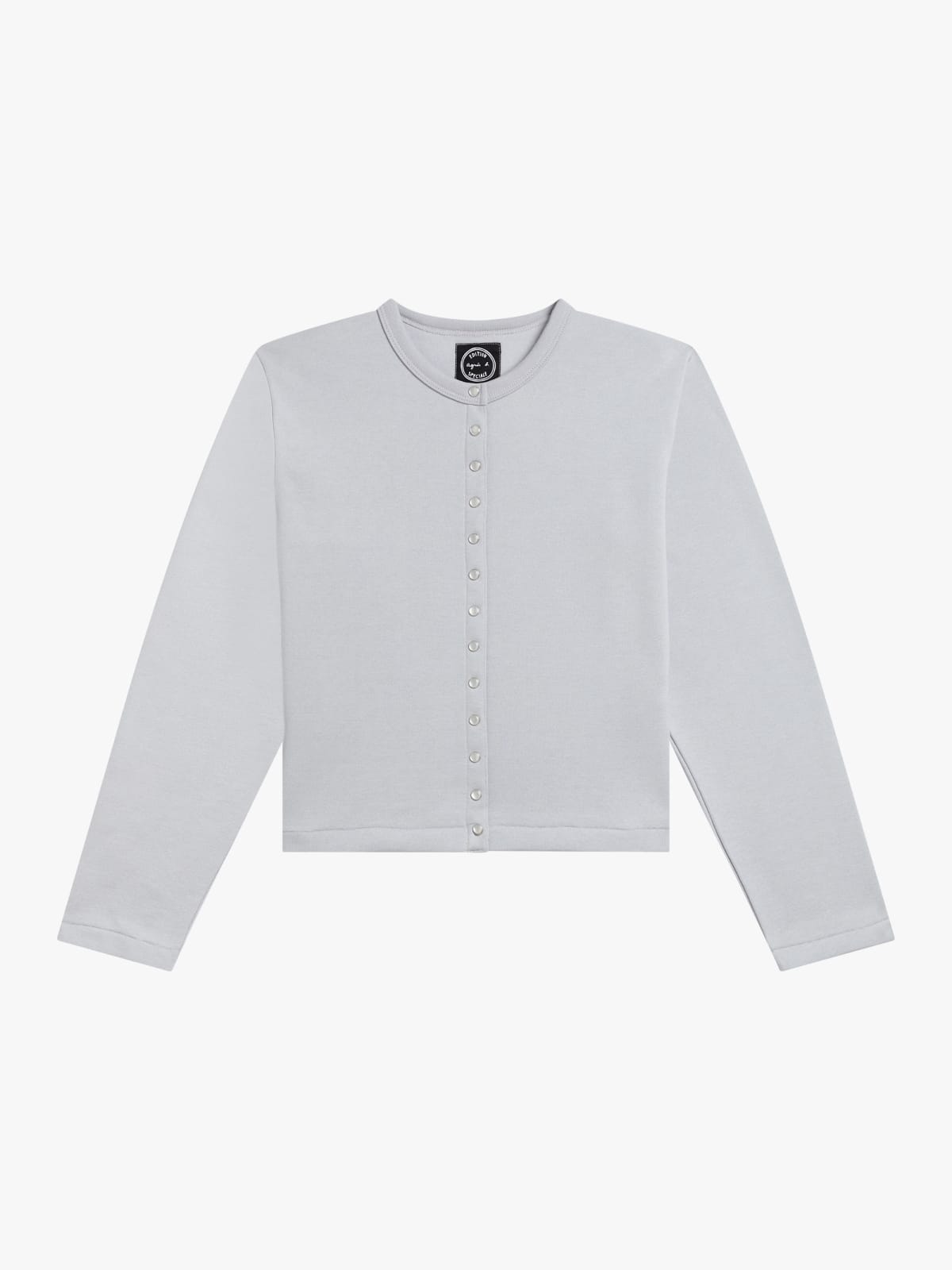 grey  cotton fleece Neo snap-button cardigan