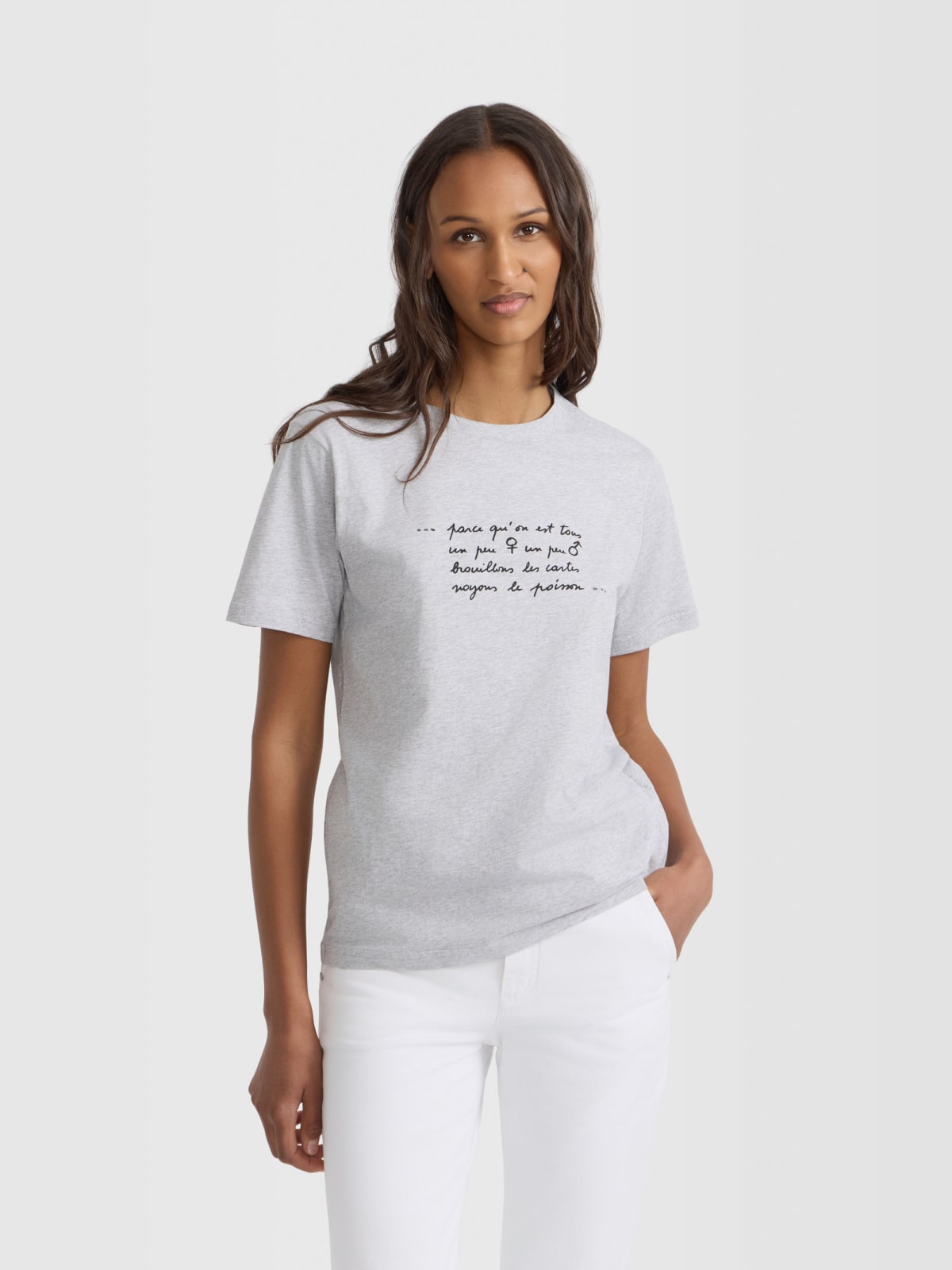 t-shirt Le Mixte en coton gris s&eacute;rigraphie d'Agn&egrave;s