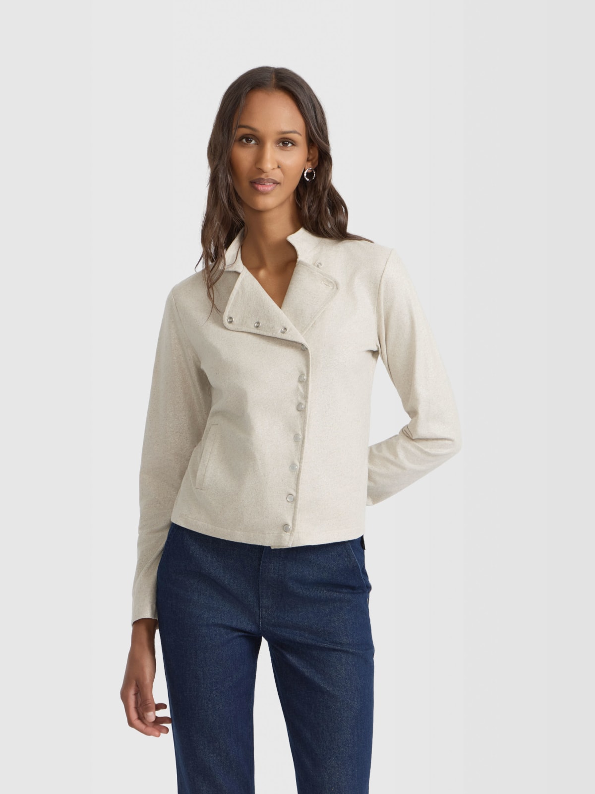 blouson Fifre en lin et soie beige