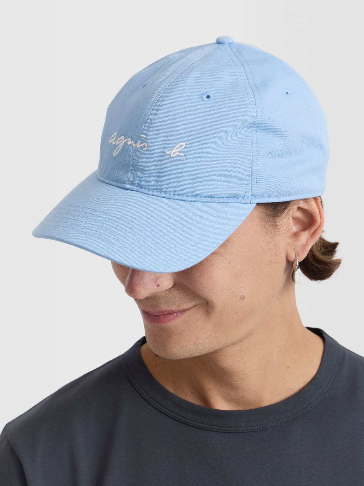 blue embroidered "agn&egrave;s b." cap