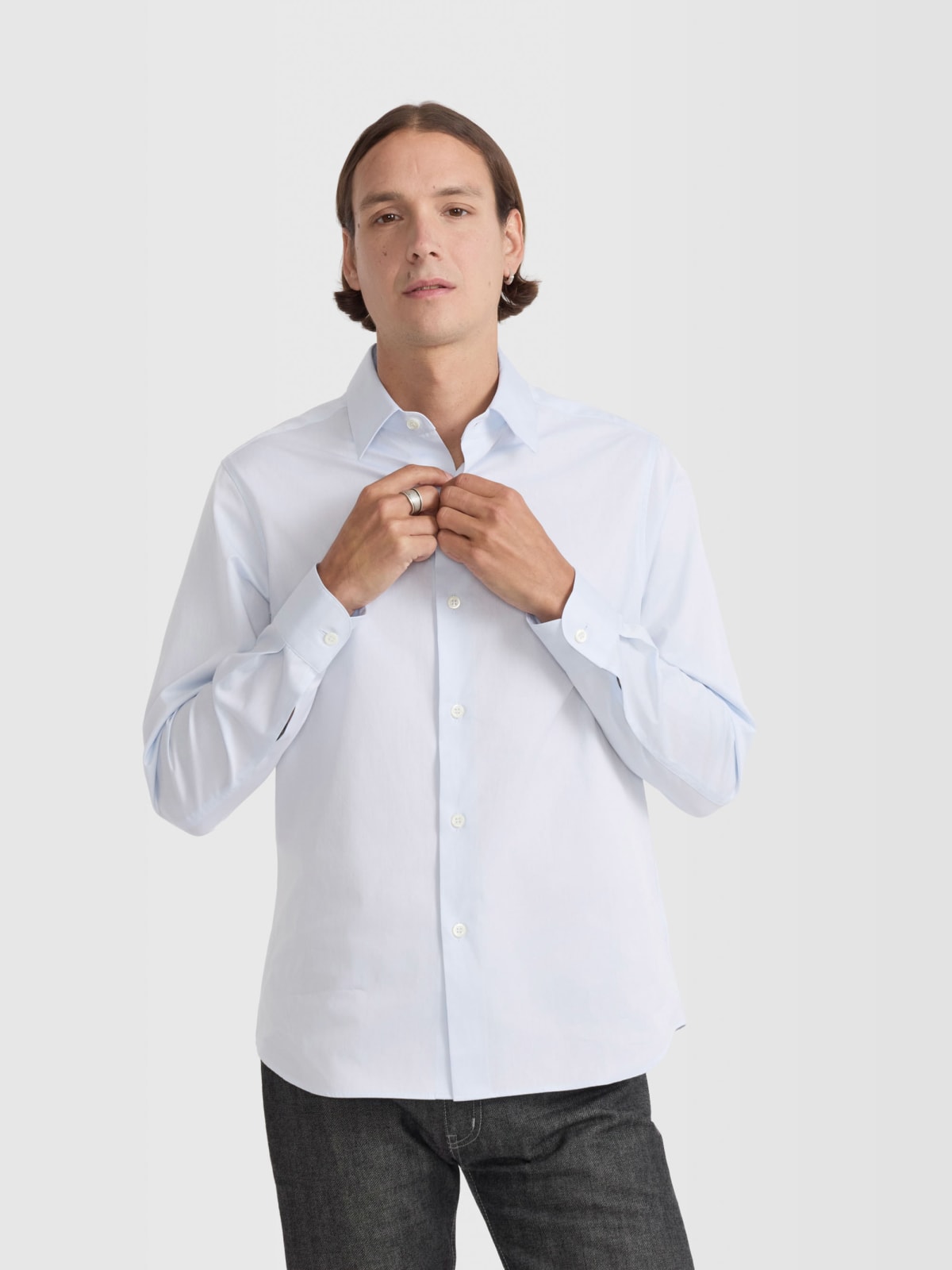 light blue cotton serge tom shirt