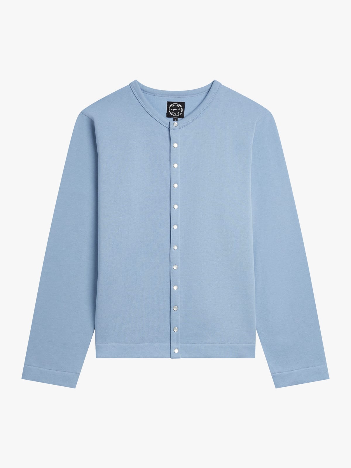 cardigan N&eacute;o pression en molleton de coton bleu