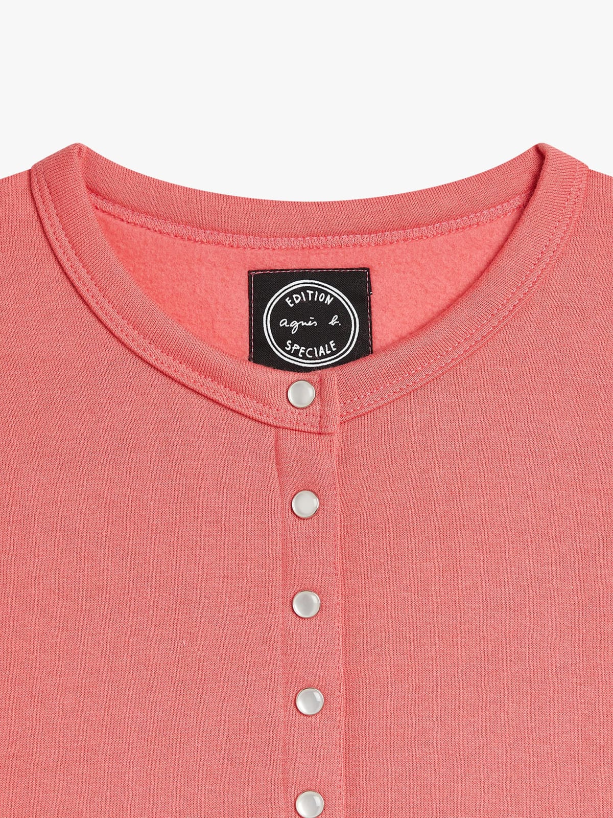 cardigan N&eacute;o pression en molleton de coton rose 