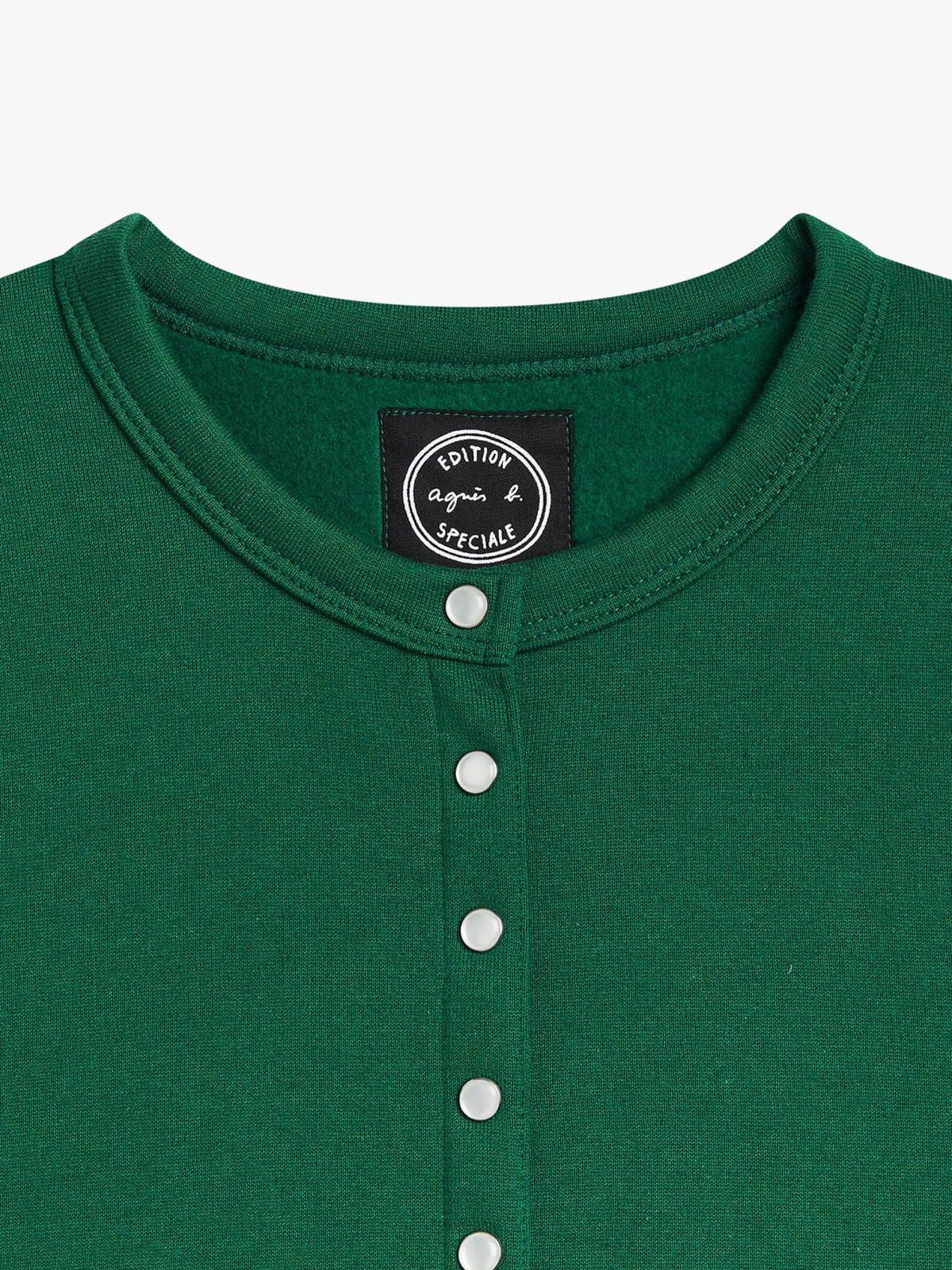 cardigan N&eacute;o pression en molleton de coton vert 