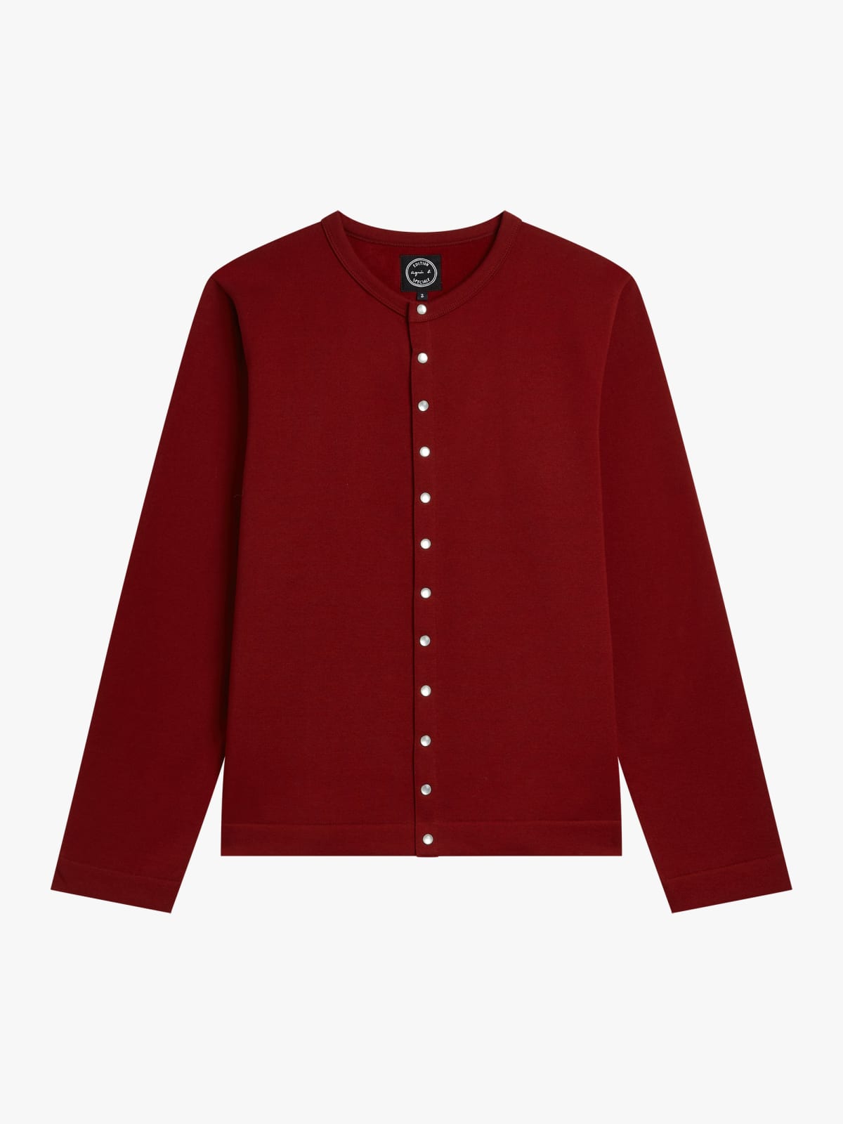burgundy Neo snap cardigan in cotton fleece