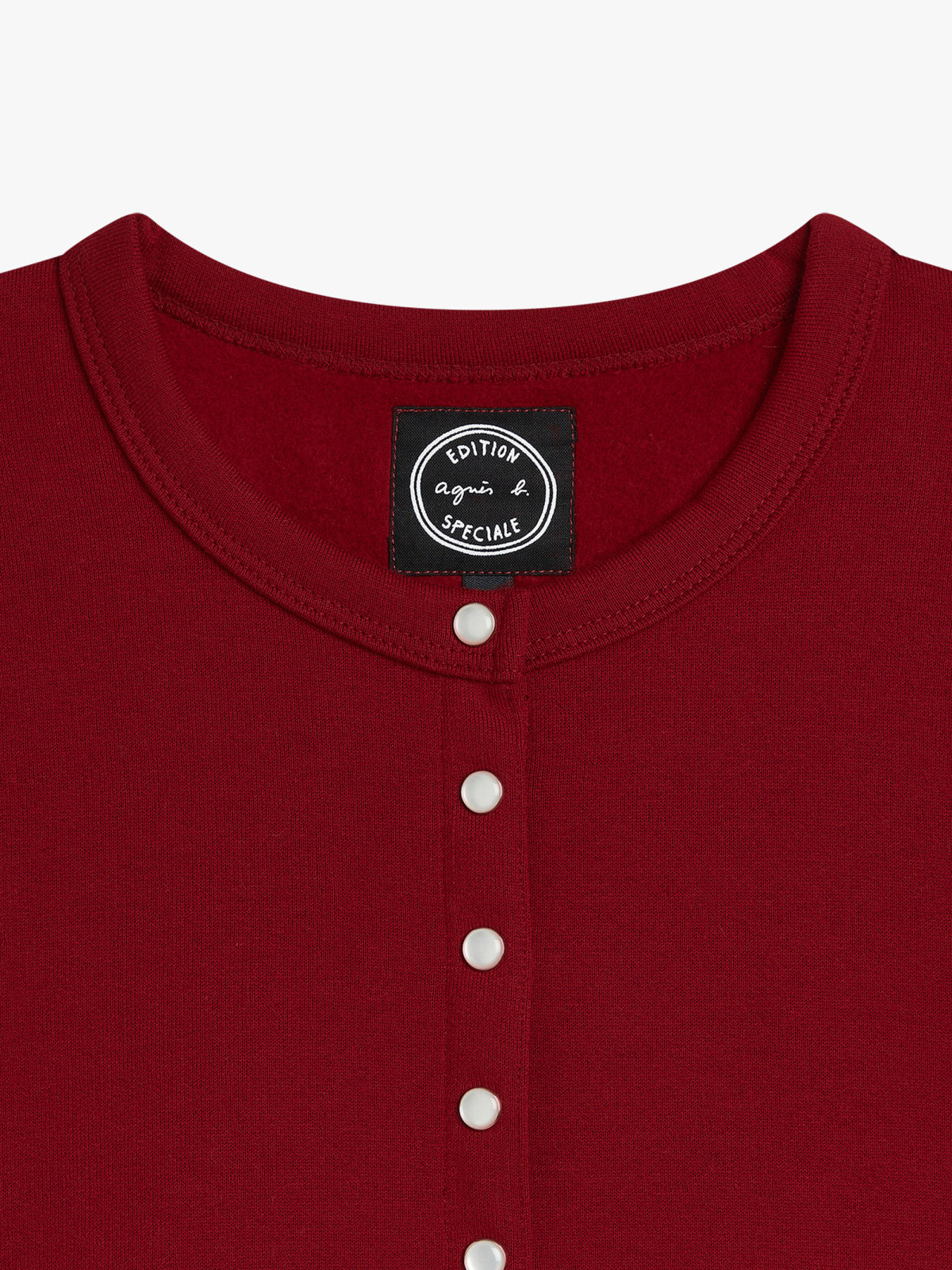 cardigan N&eacute;o pression en molleton de coton bordeaux