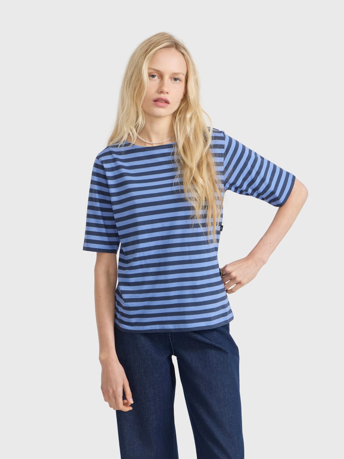 blue cotton striped New Bow t-shirt