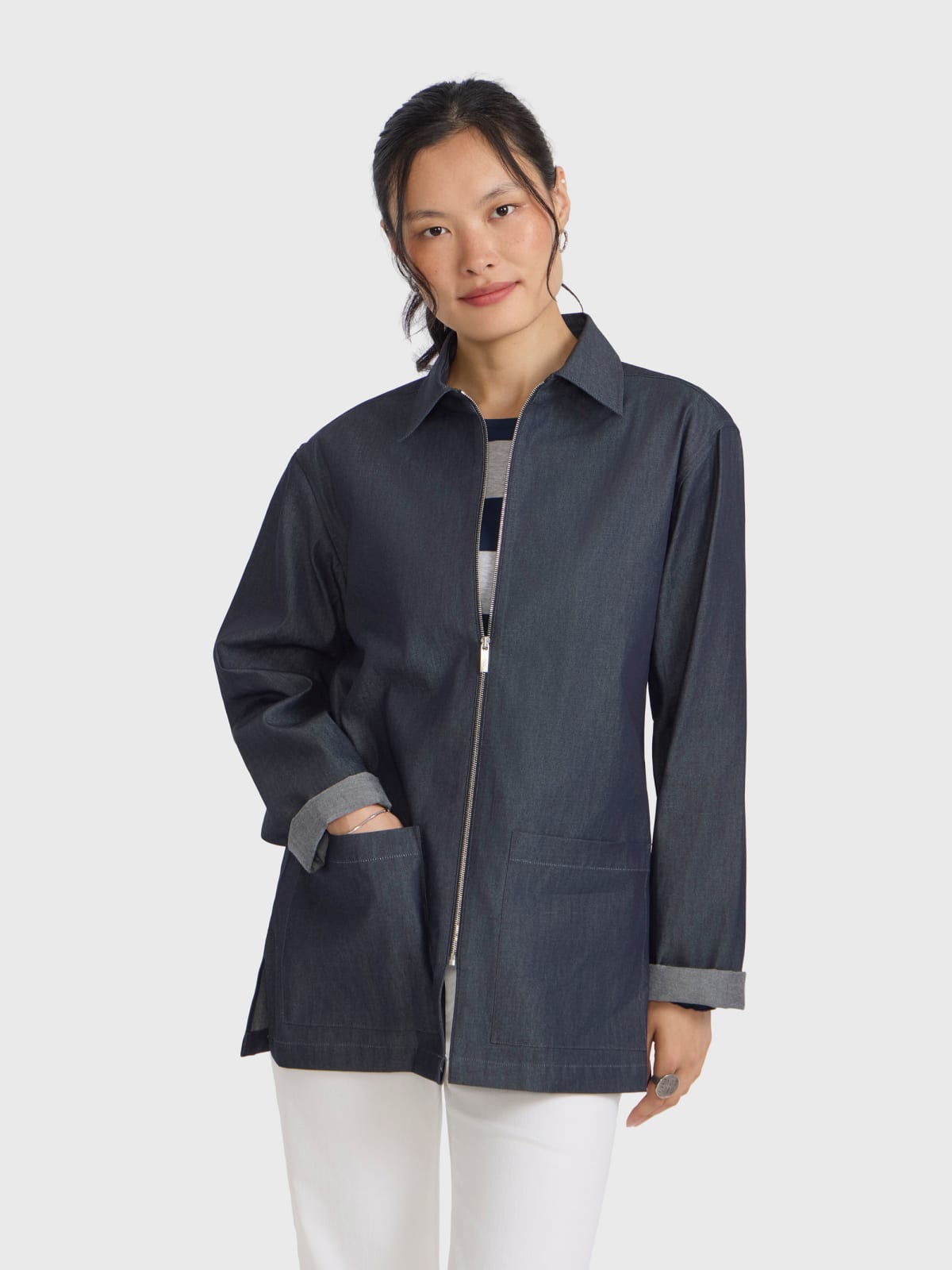 blue denim shirt