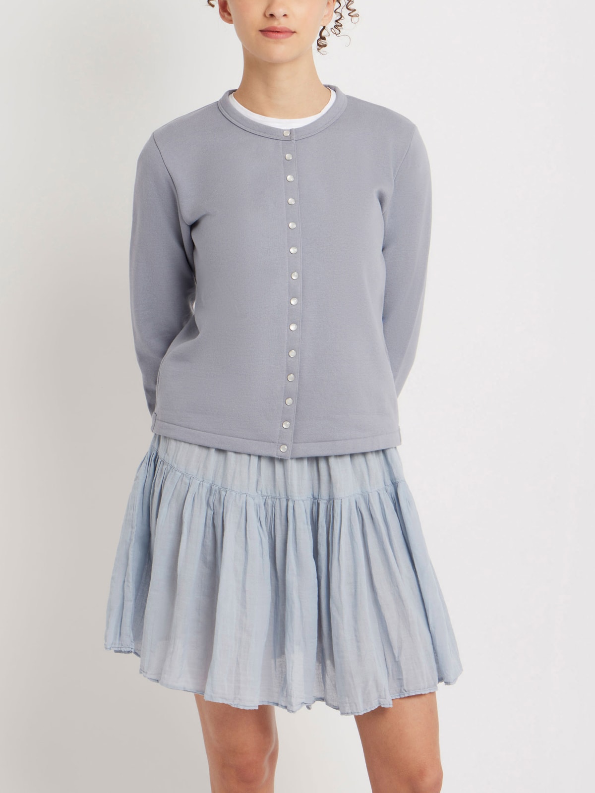 cardigan pression Rosana en molleton de coton gris