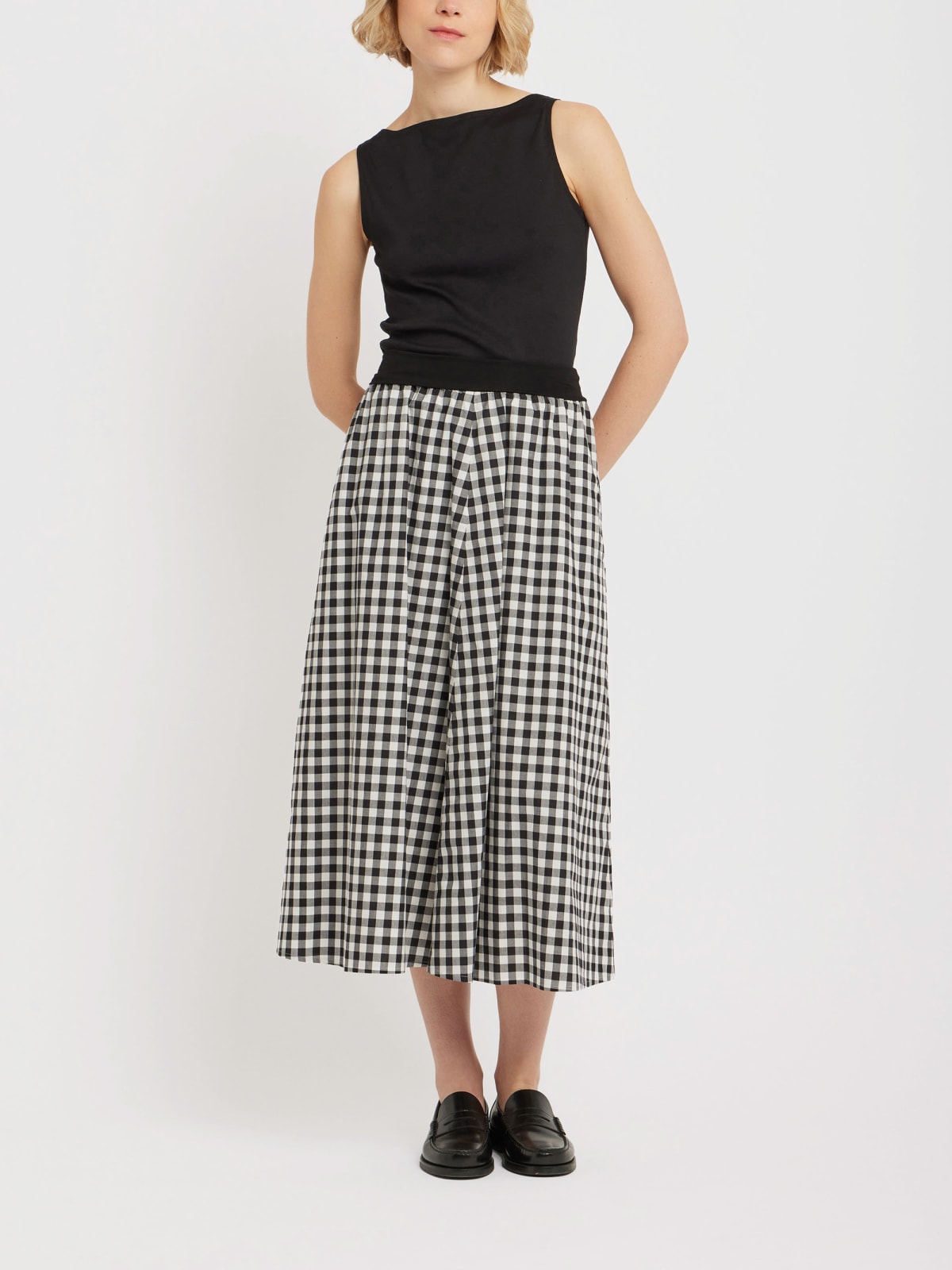 black cotton gingham skirt