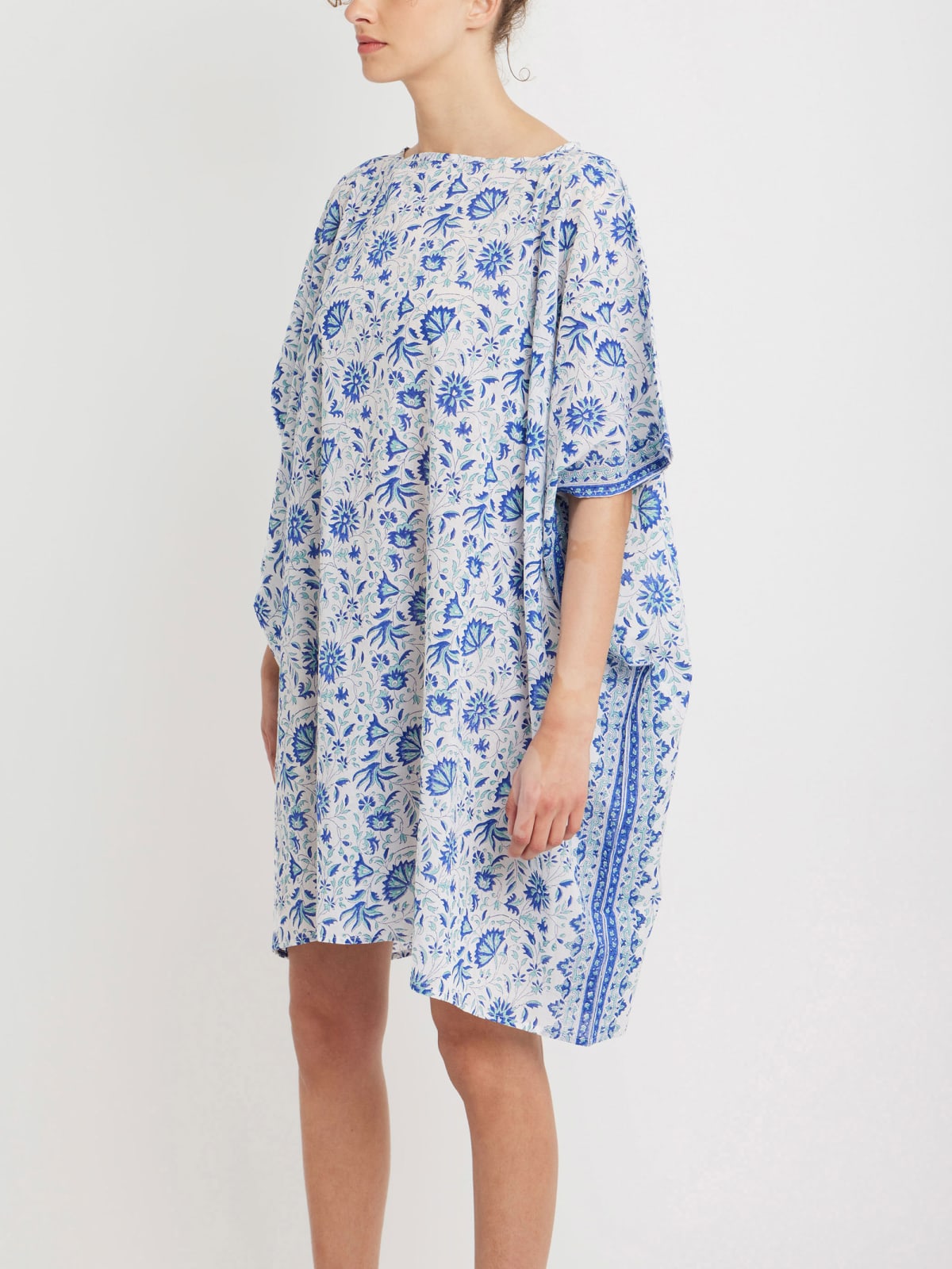 blue Enora cotton poncho image number 2