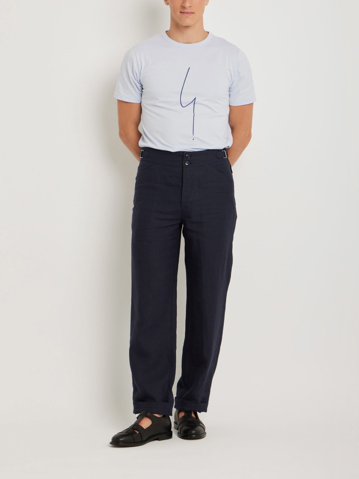 pantalon Belleville en lin bleu