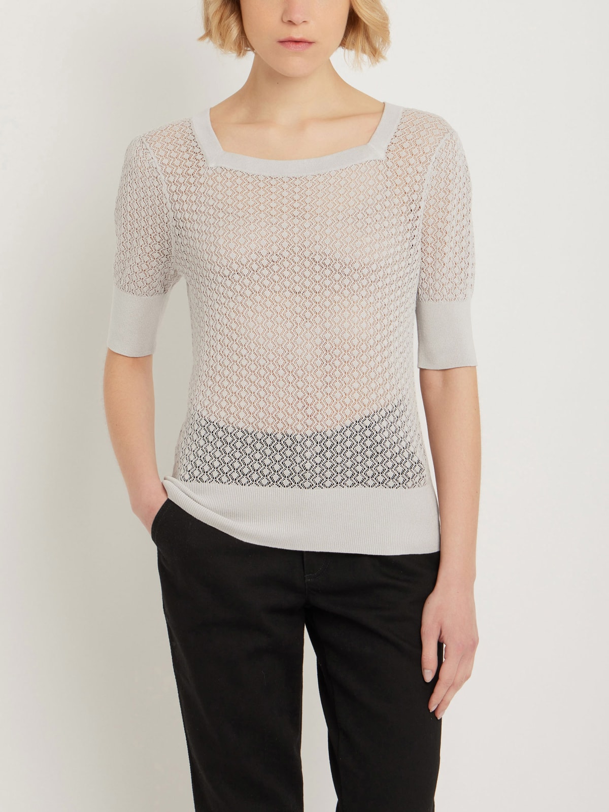 light grey silk and linen Dia sweater