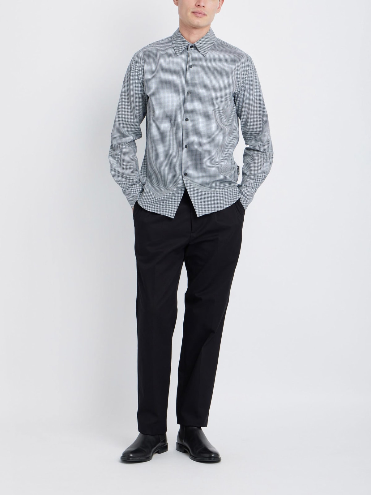 black checked cotton Thomas shirt