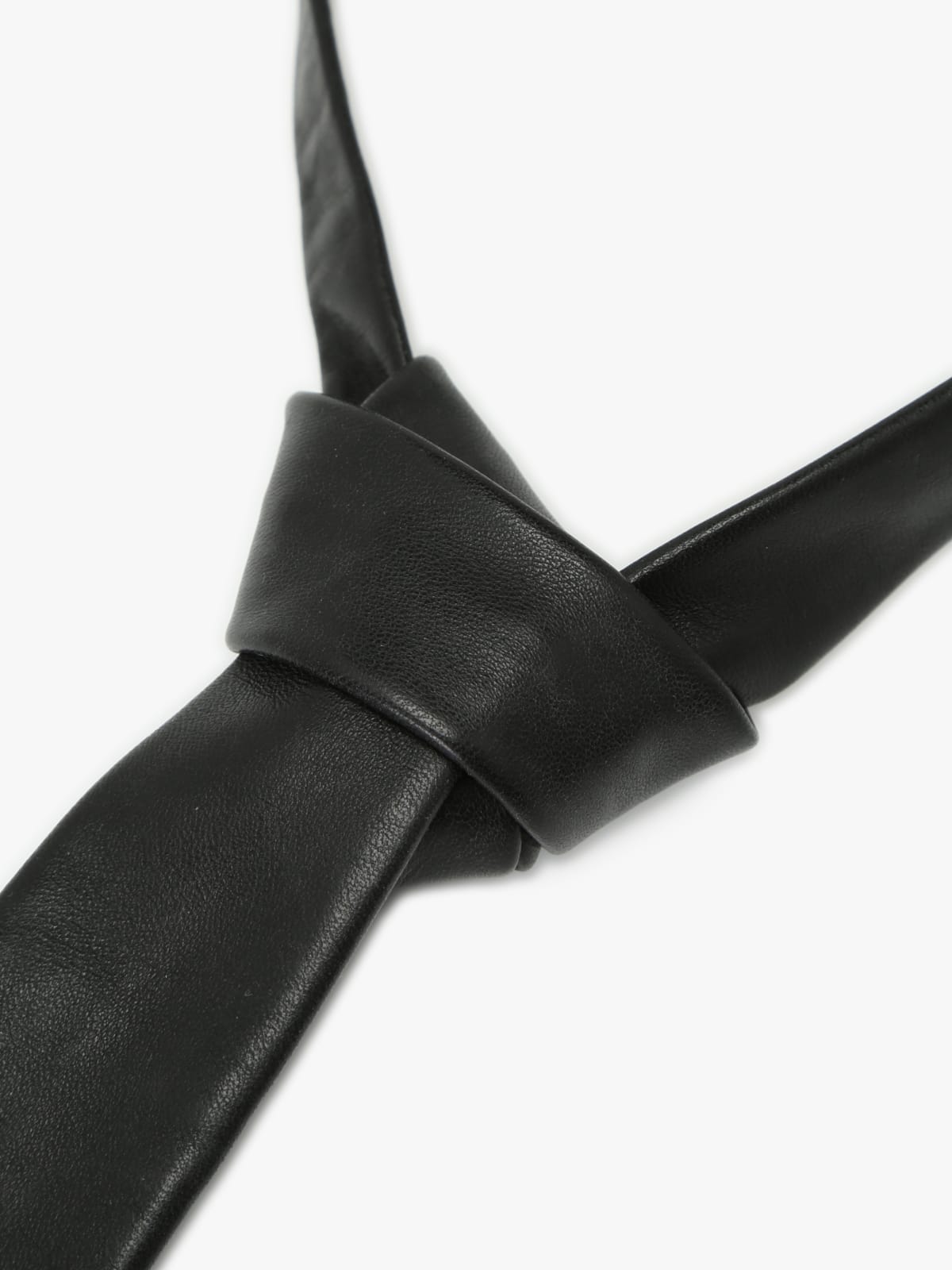 black leather tie image number 2