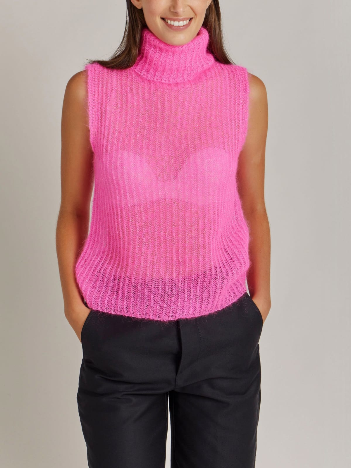 fuchsia mohair Declic sweater