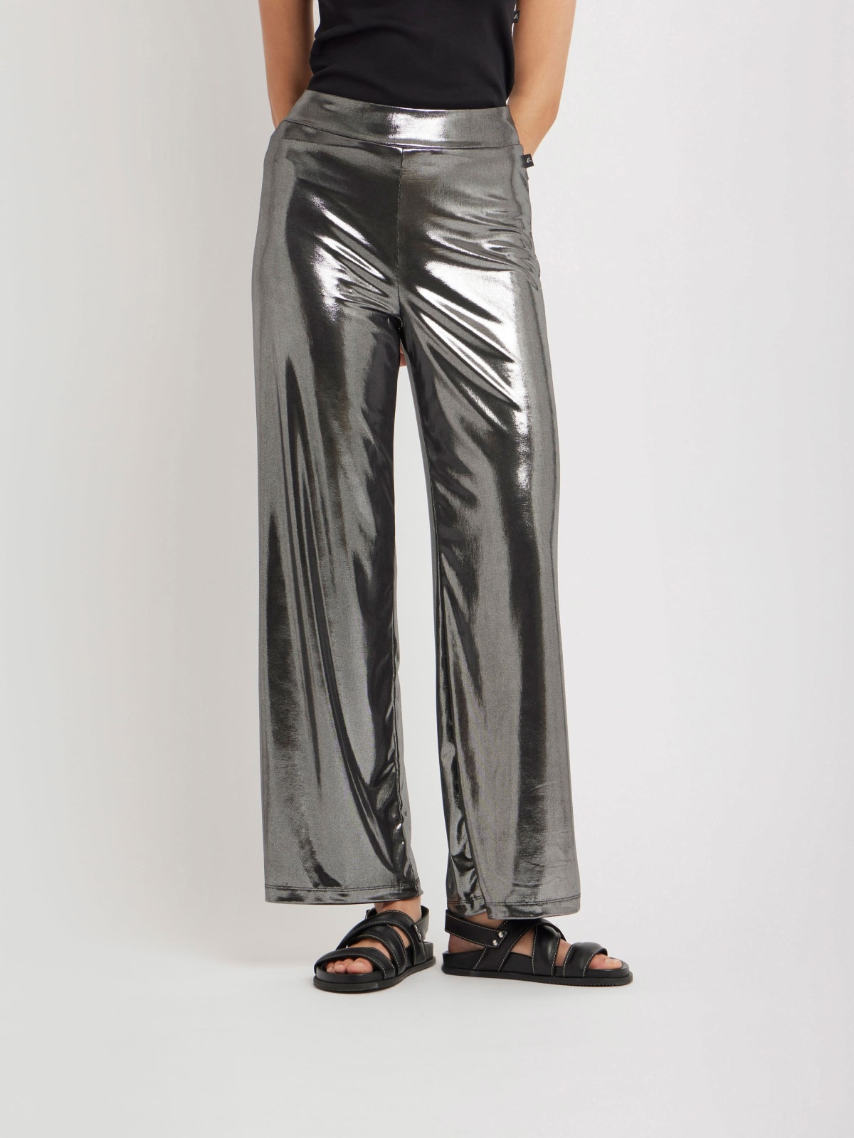 Liquid silver elegant jersey trousers 