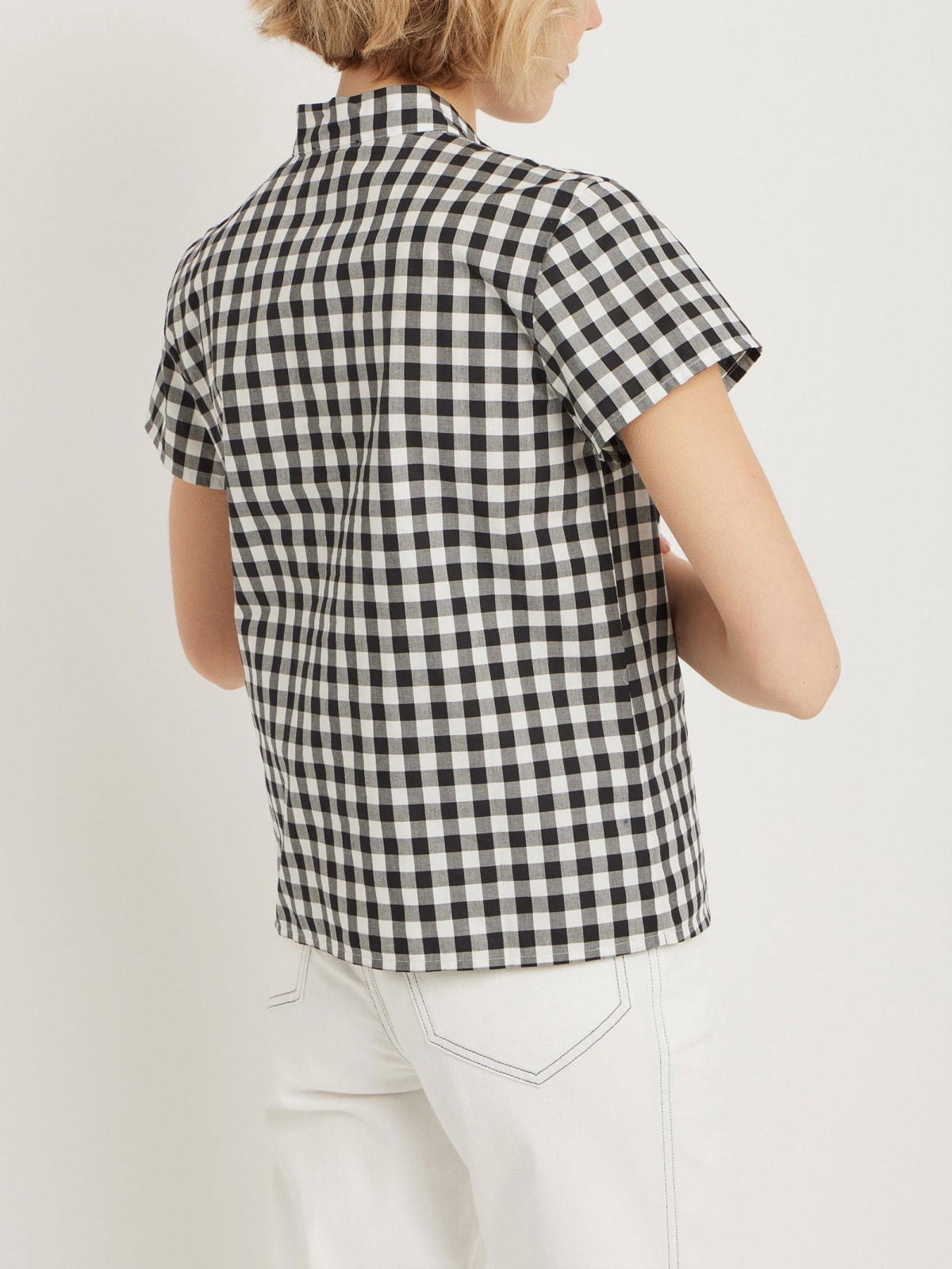 black and white gingham cotton shirt