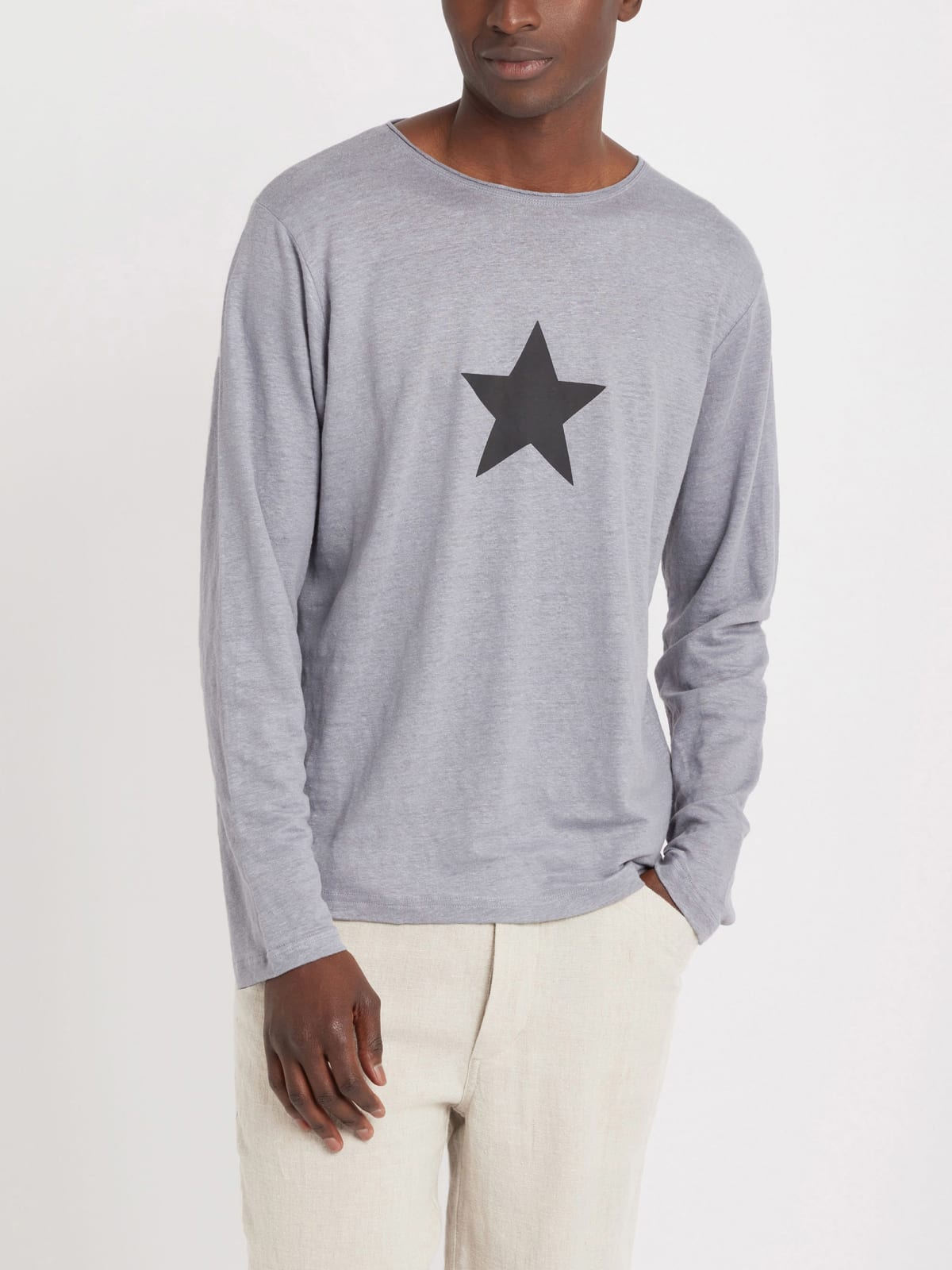 t-shirt Roulotte en lin s&eacute;rigraphie gris