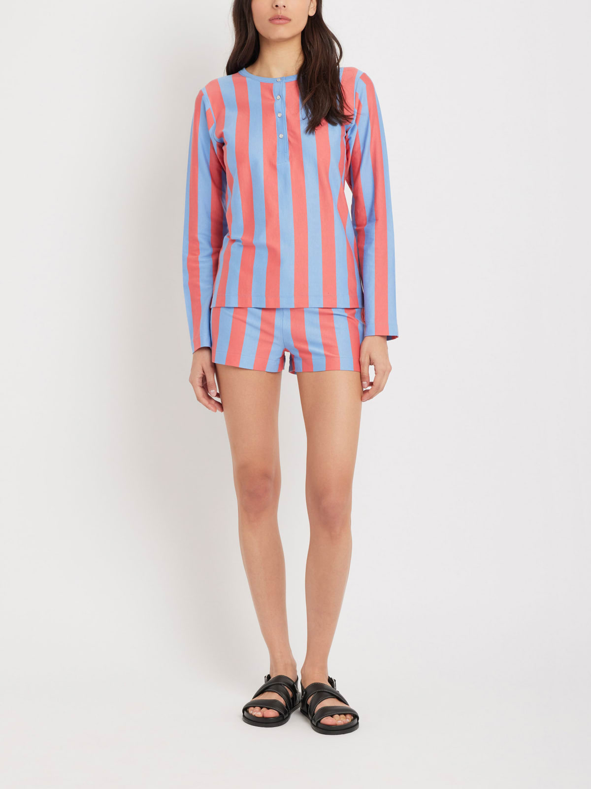 t-shirt Armande en coton ray&eacute; rouge et bleu