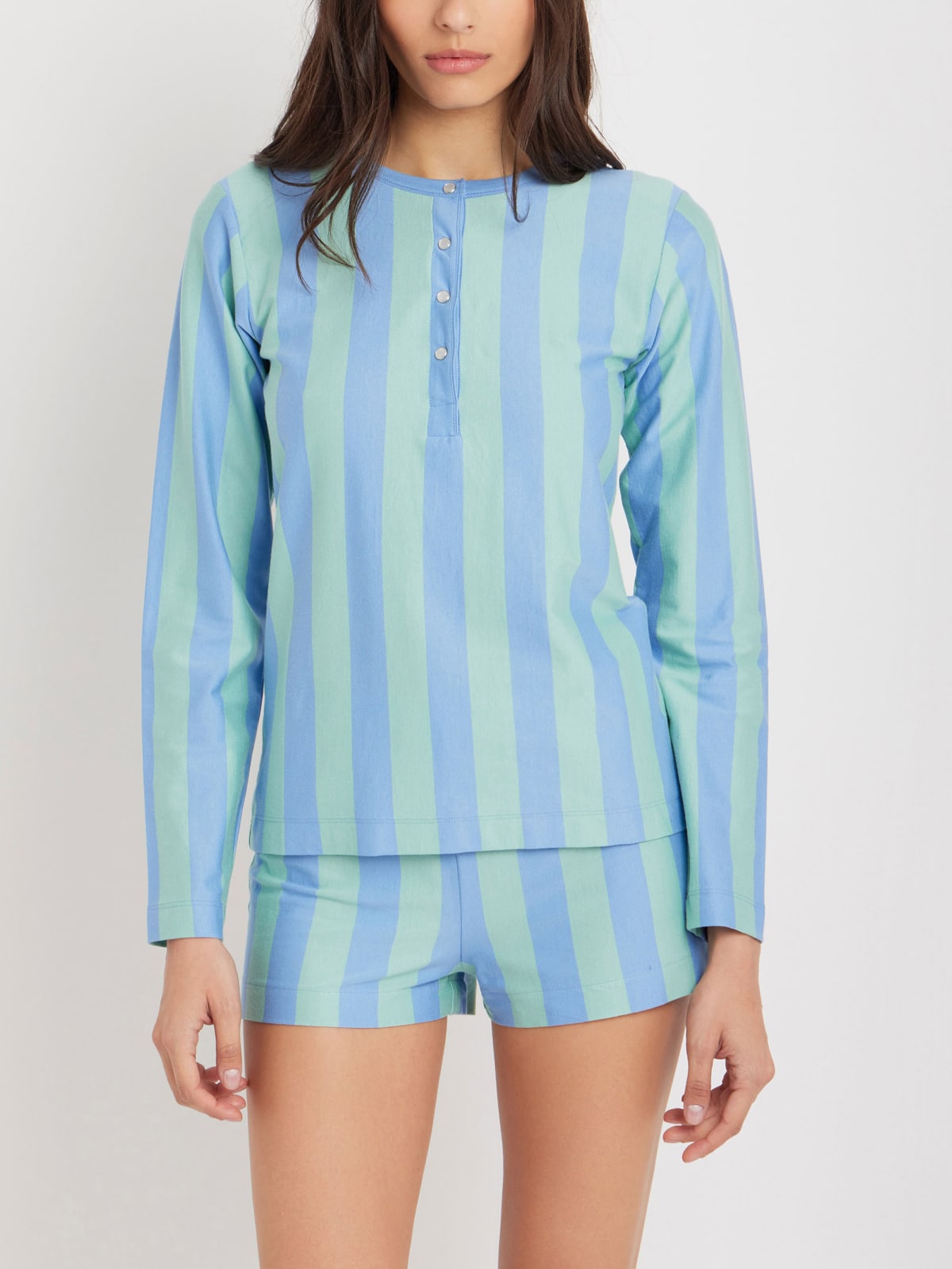 blue and green striped cotton Armande t-shirt