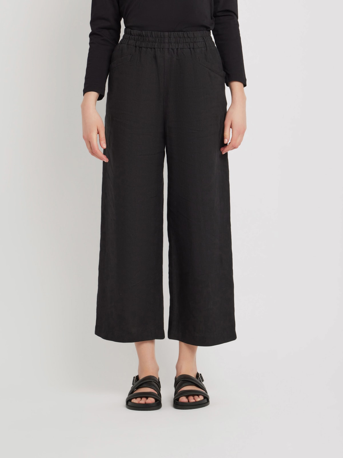 pantalon New Moulin large en toile de lin noir