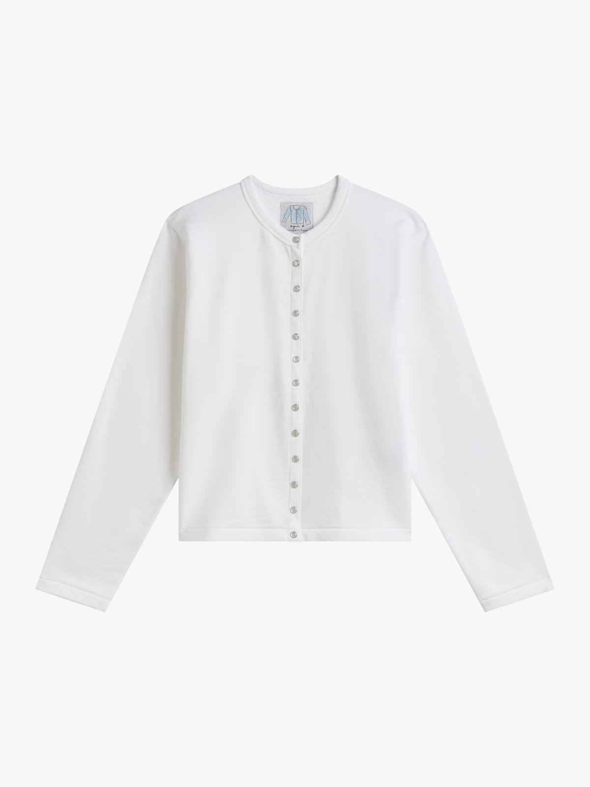 white organic cotton snap cardigan