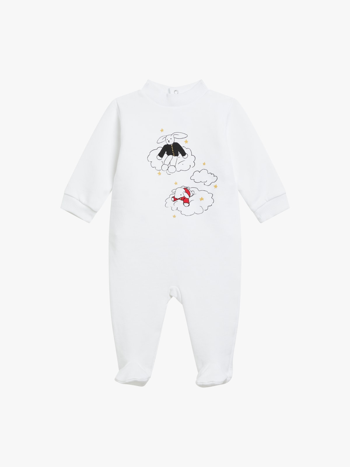grenouill&egrave;re Berthe en coton s&eacute;rigraphi&eacute; "Doudou nuages" blanc