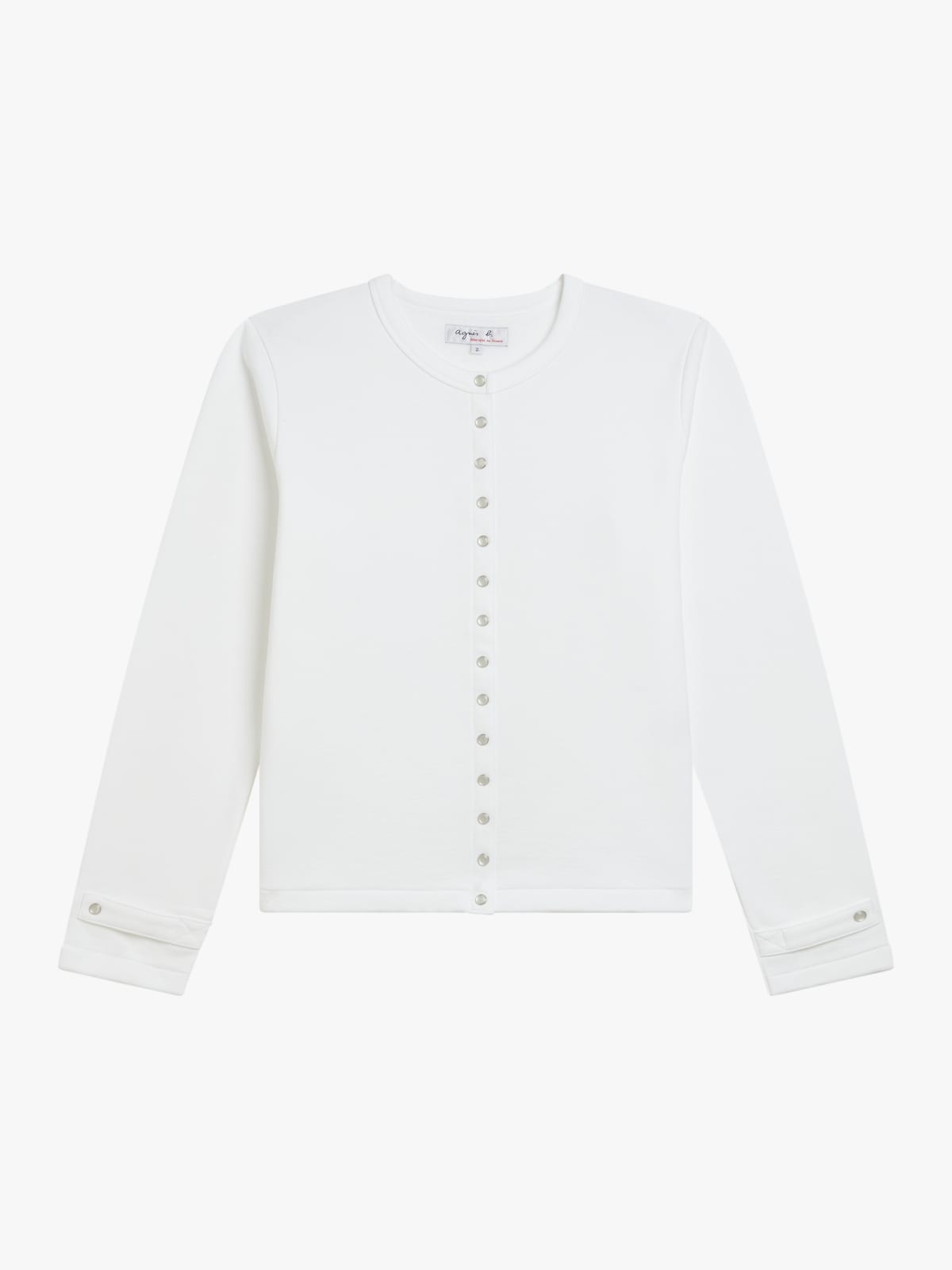 white organic cotton fleece Rosana snap cardigan