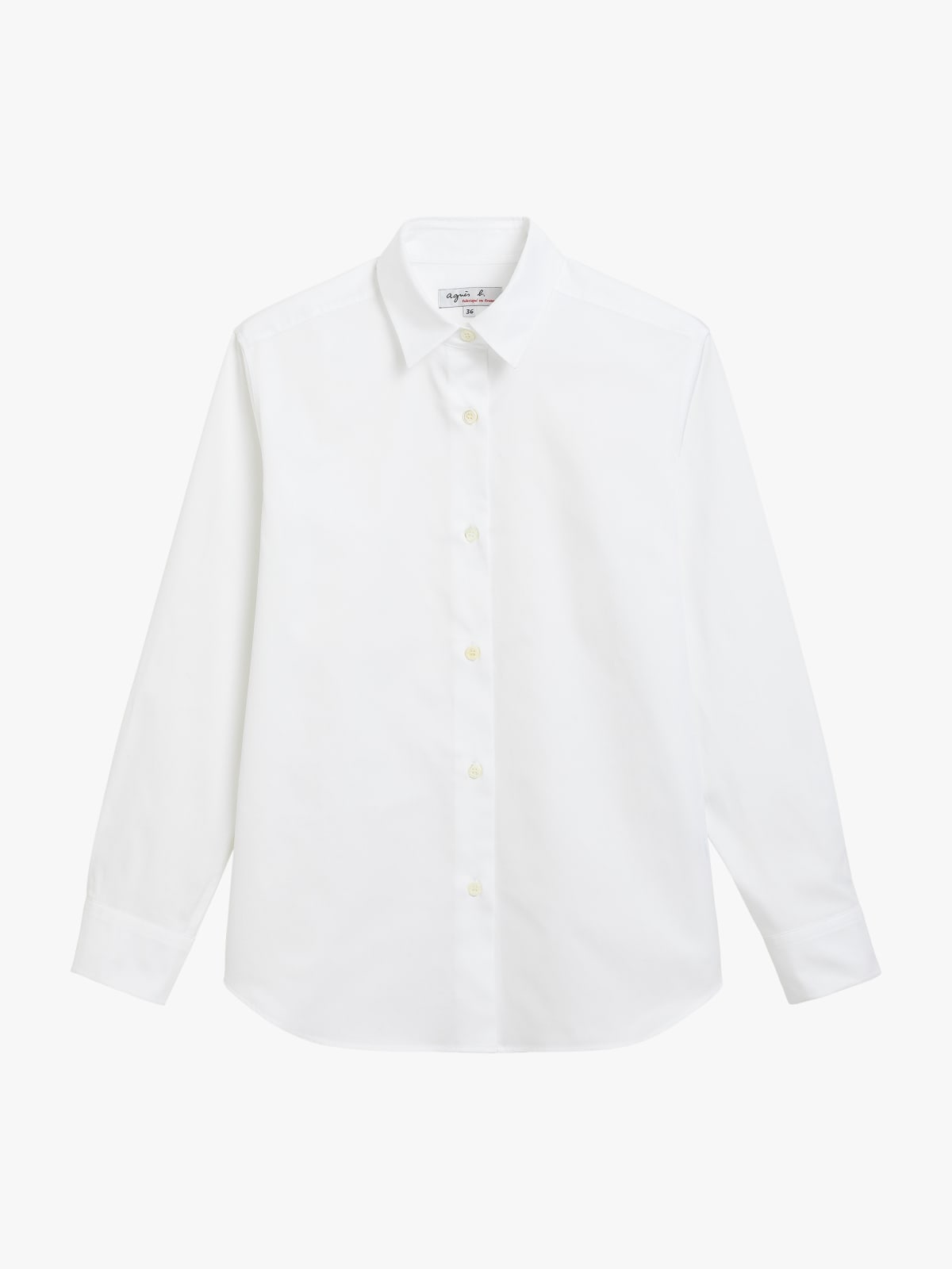 white cotton long-sleeved twill shirt