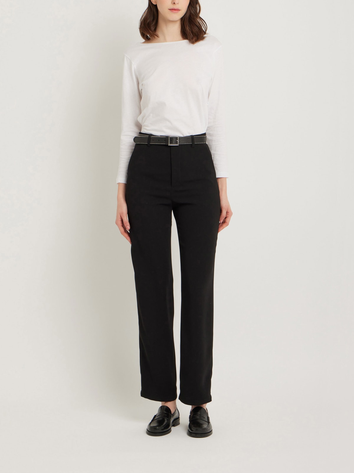 black polyester Ameline straight-leg pants