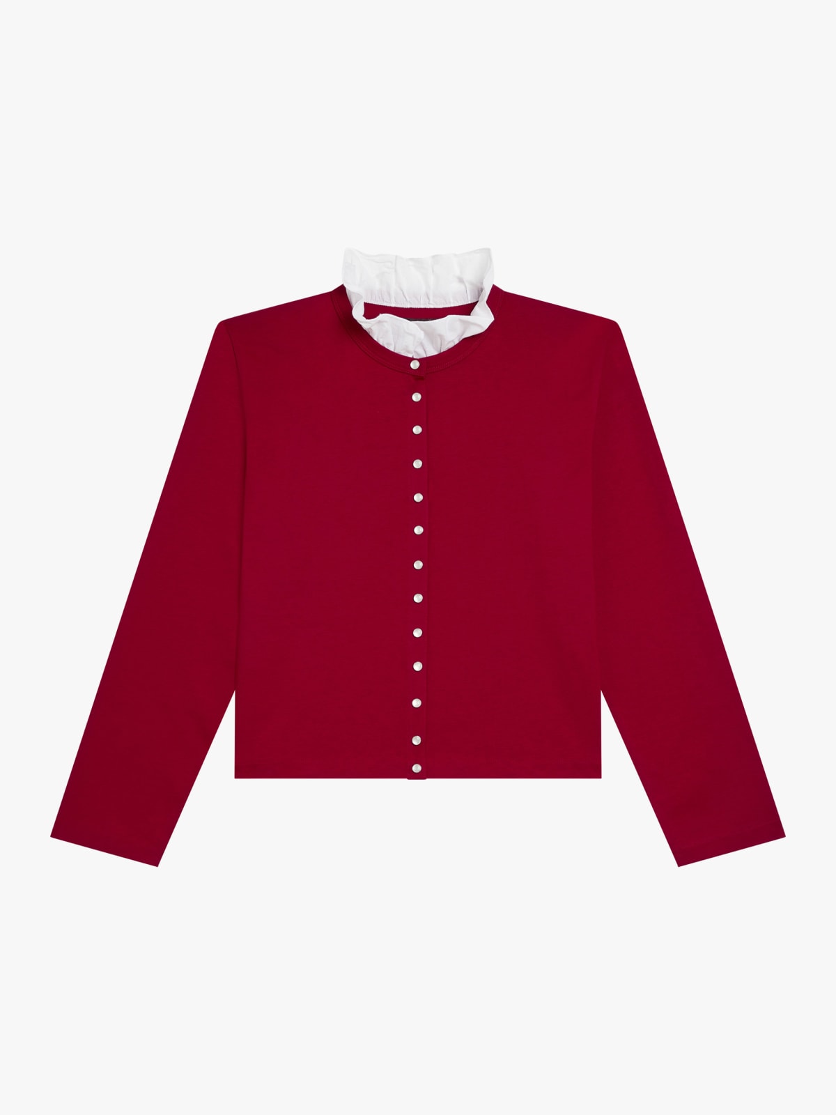 cotton cardigan with frilled collar