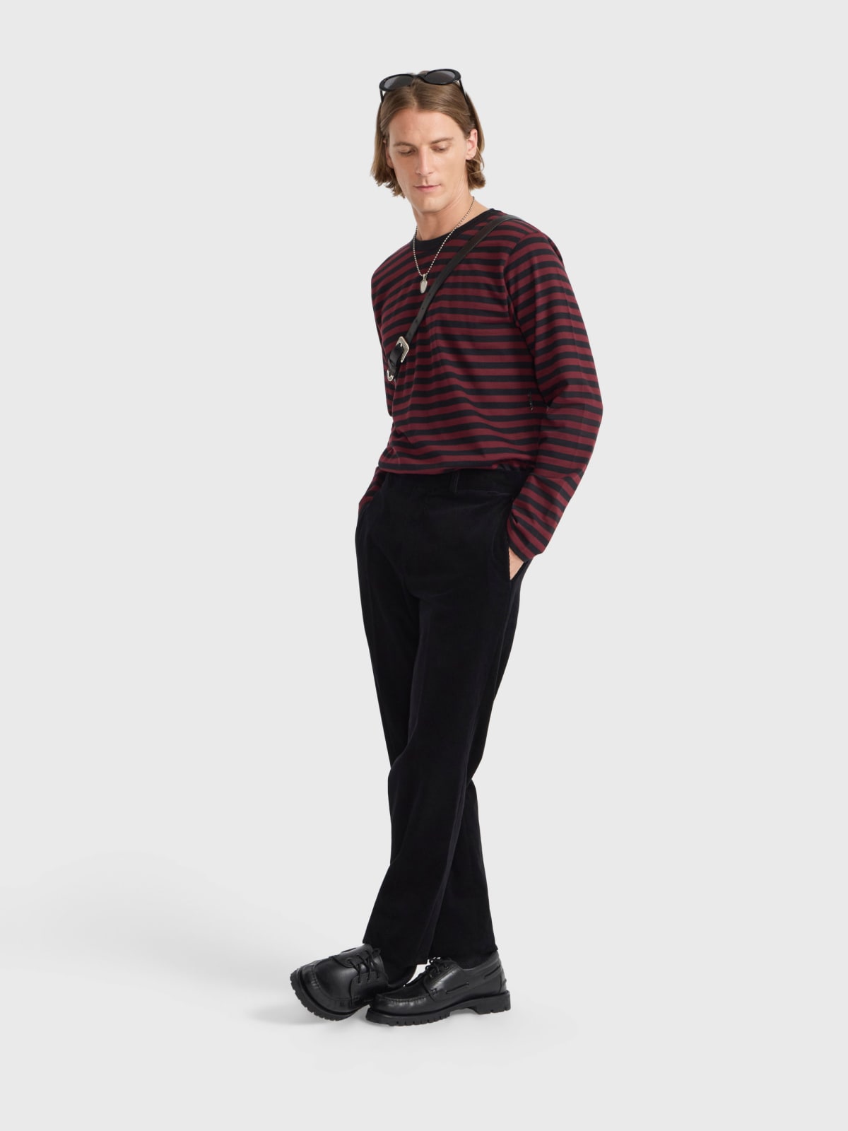 straight-leg cotton trousers