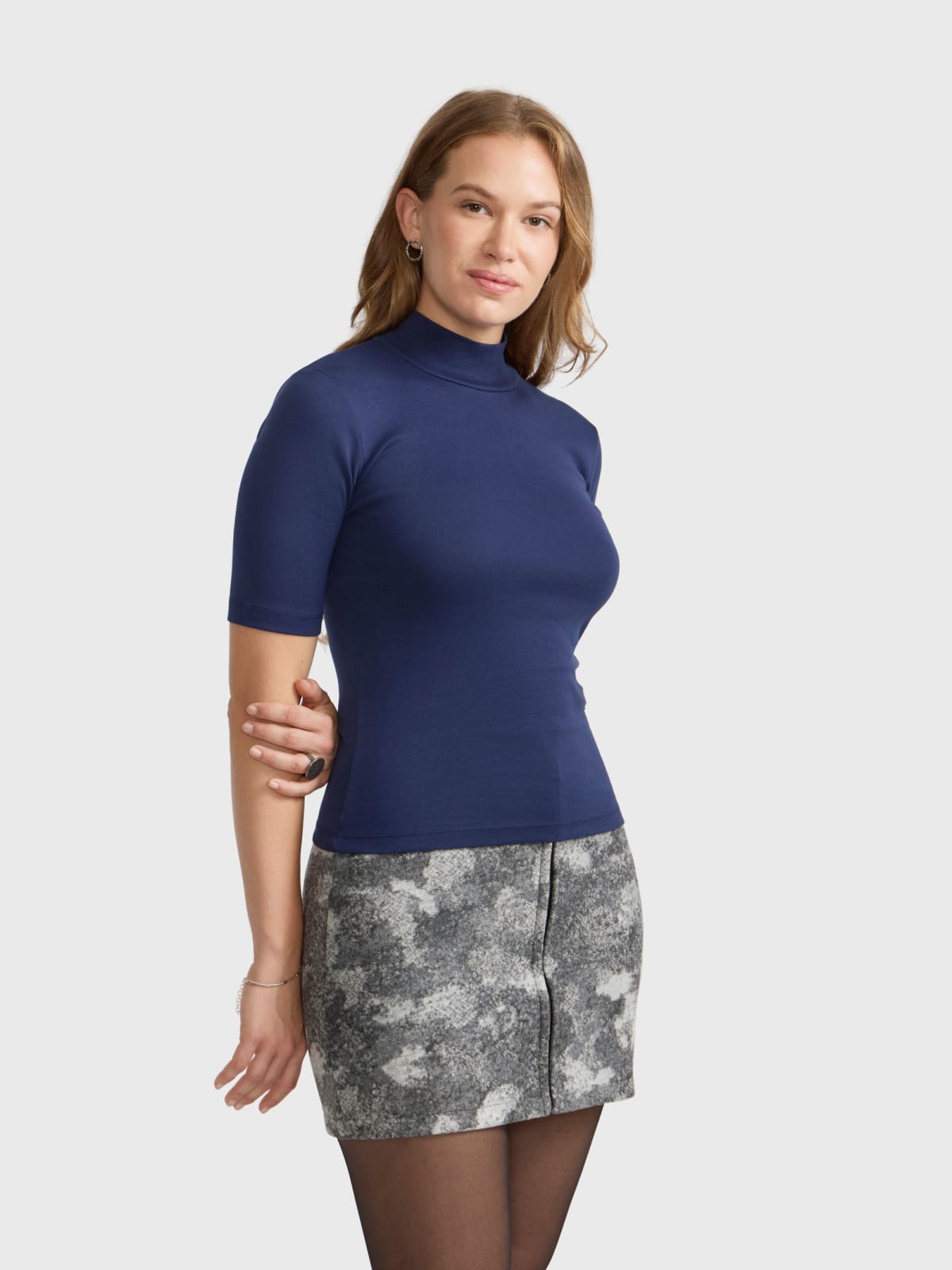 cotton t-shirt with stand collar